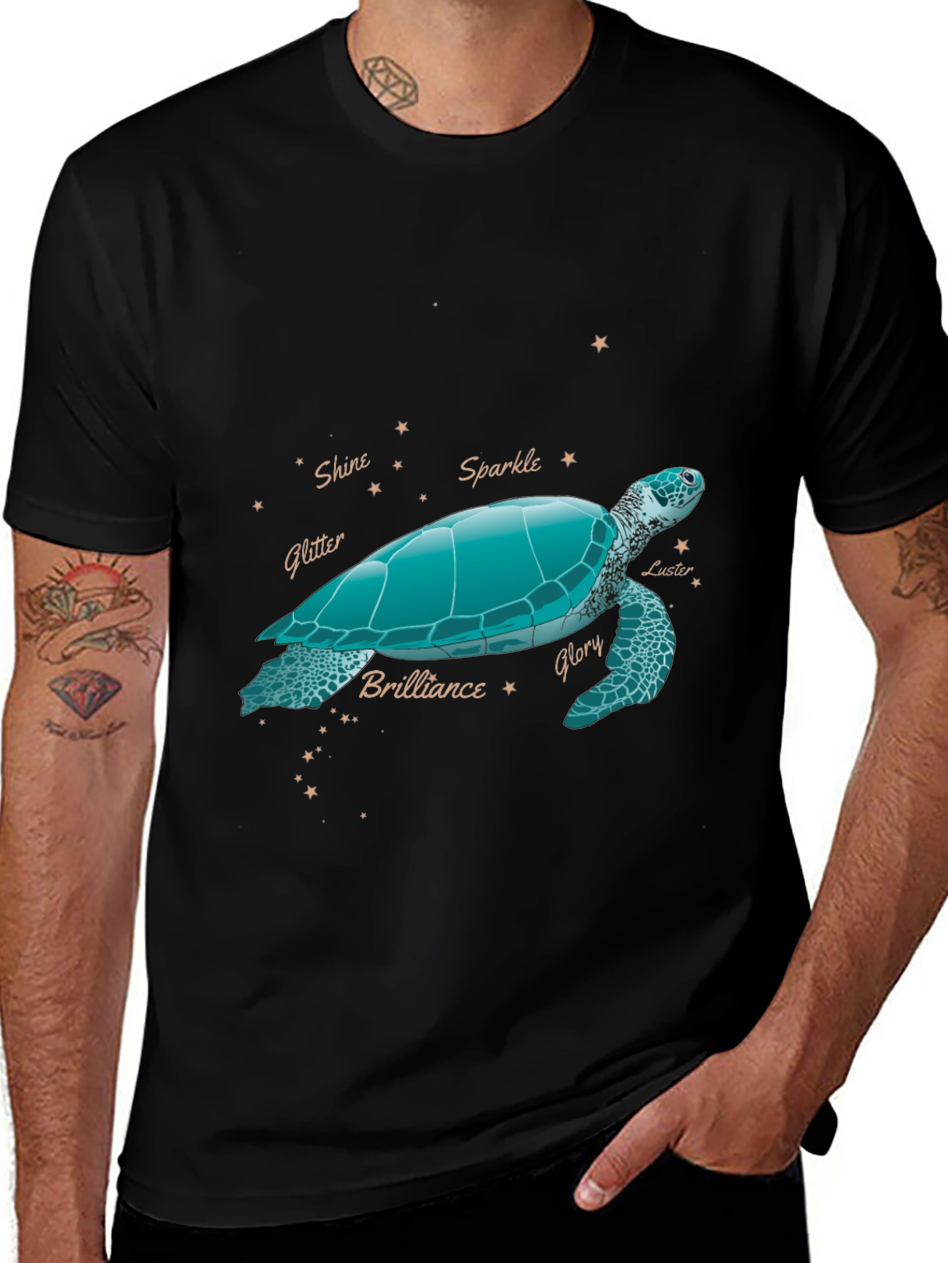 Turtle Constellation Graphic Tee - Black