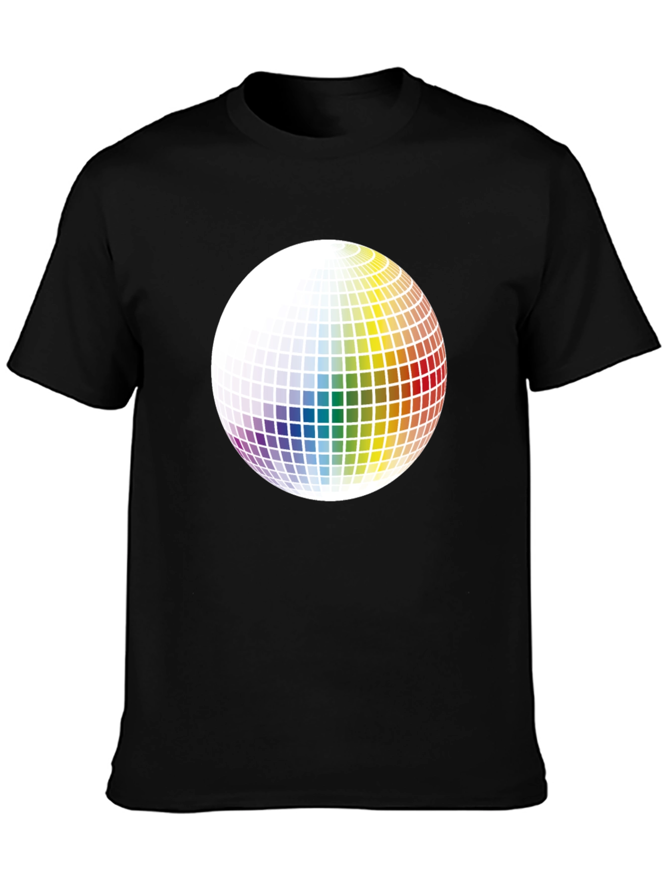 Retro Rainbow Sphere Graphic Tee - Black Cotton Blend