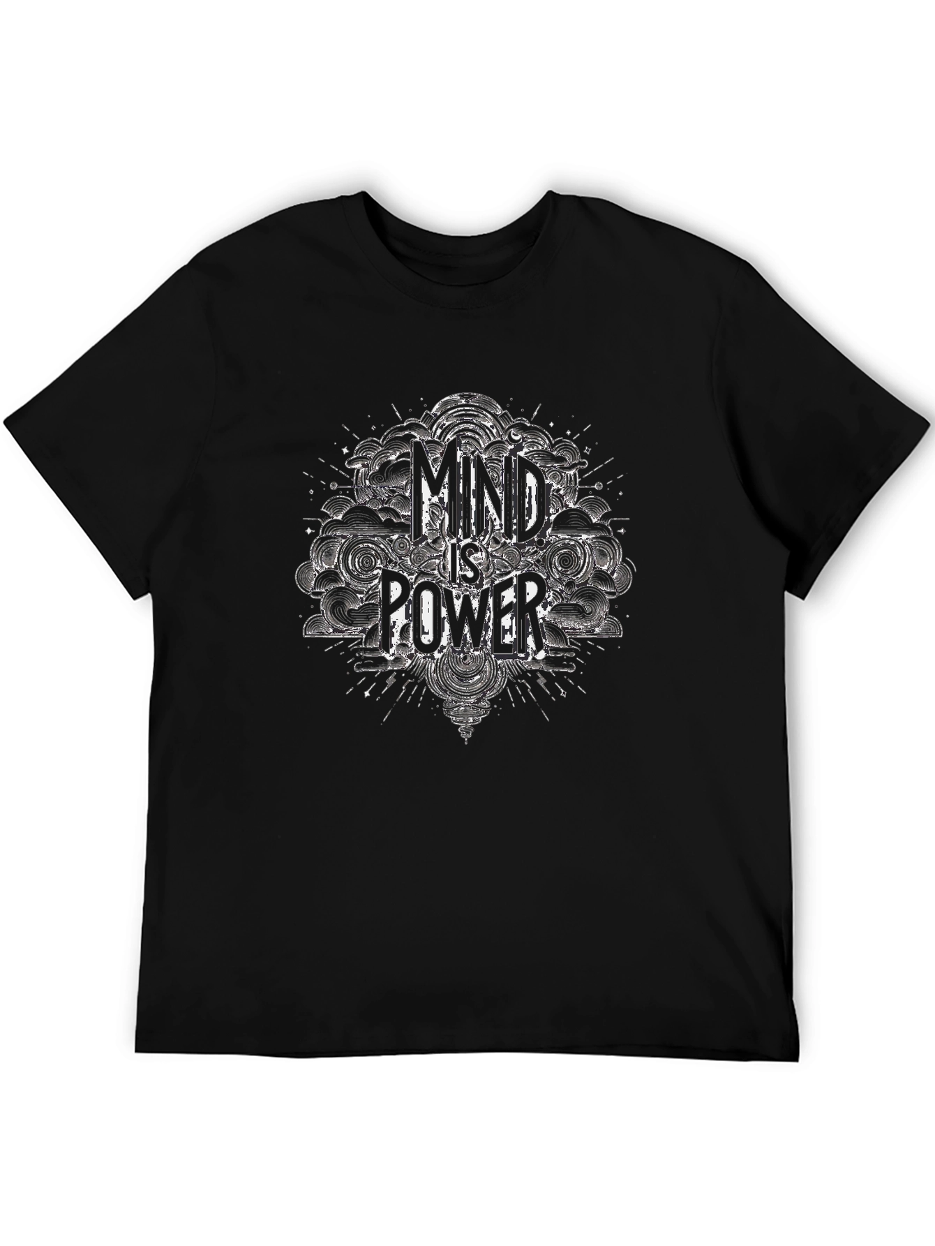 Mind is Power Graphic Print Black T-Shirt