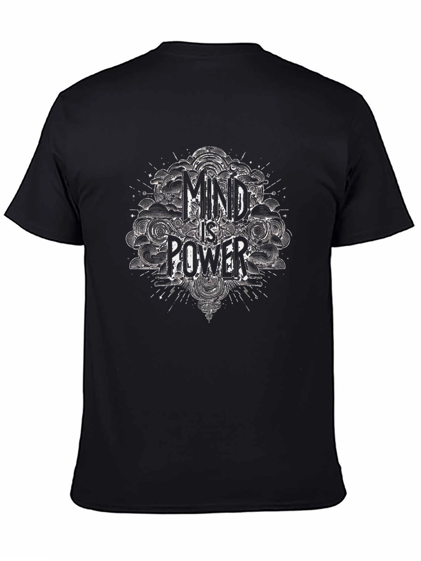 Mind is Power Graphic Print Black T-Shirt