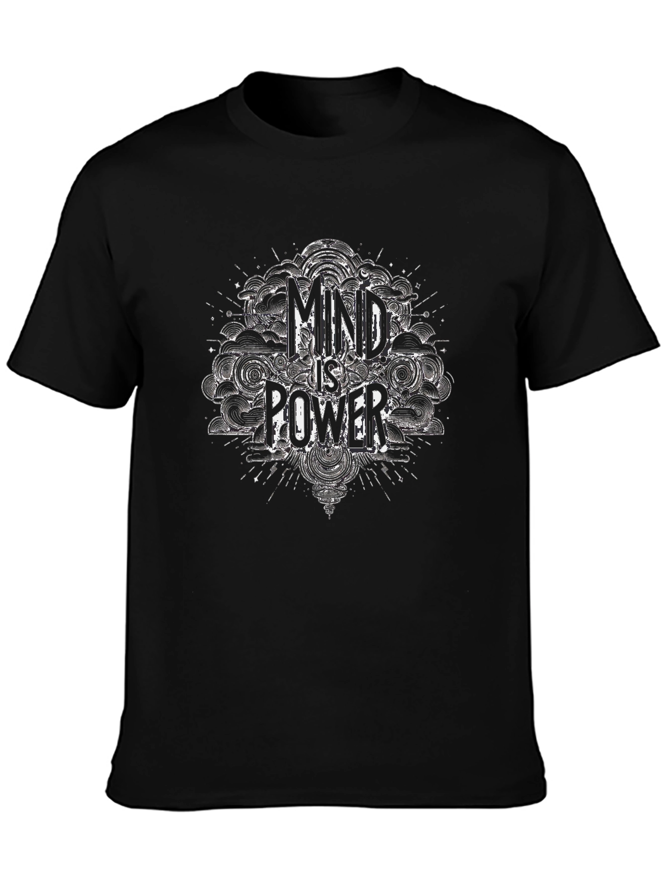 Mind is Power Graphic Print Black T-Shirt