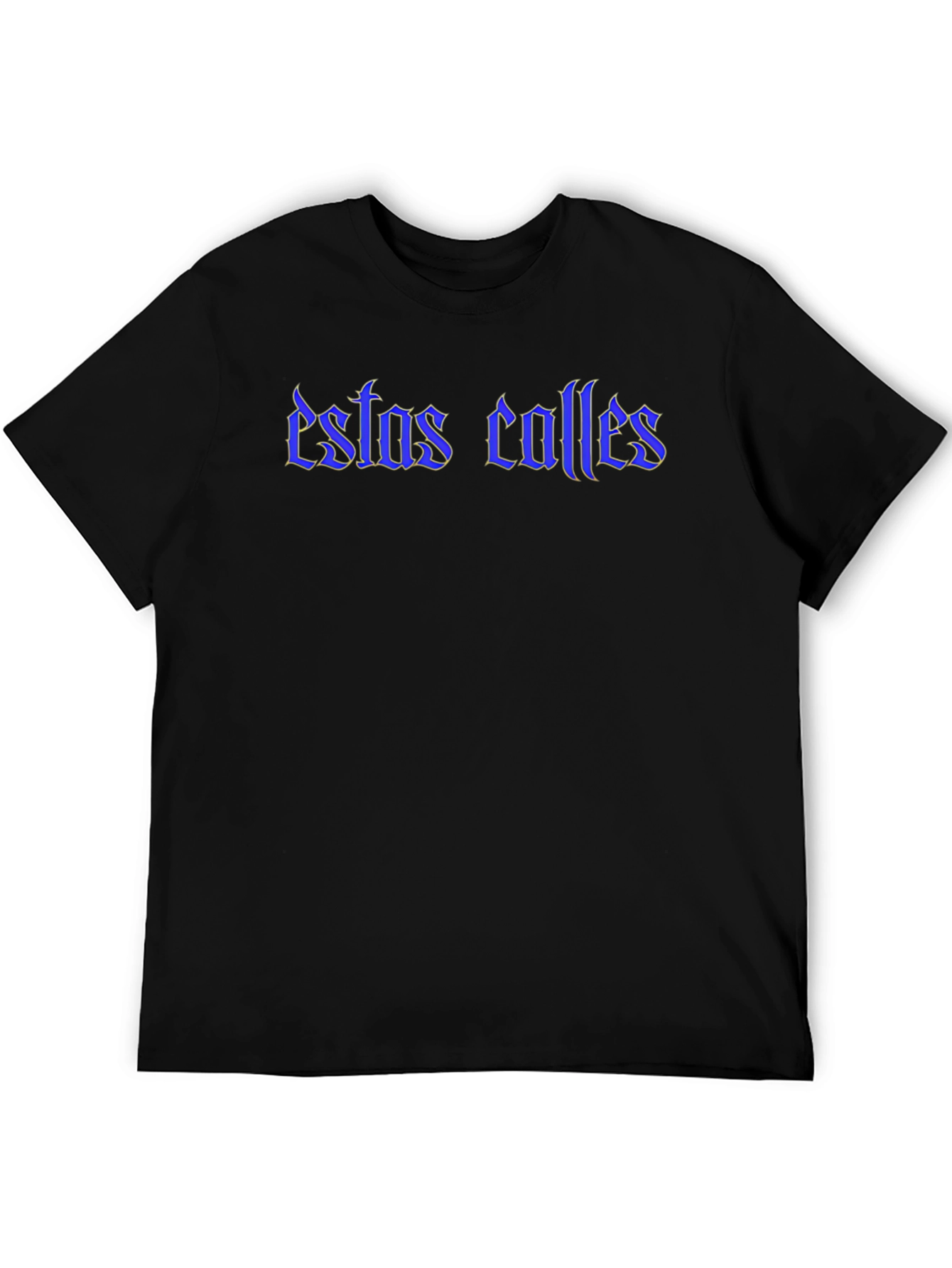Estas Calles Graphic Tee - Blue Text on Black