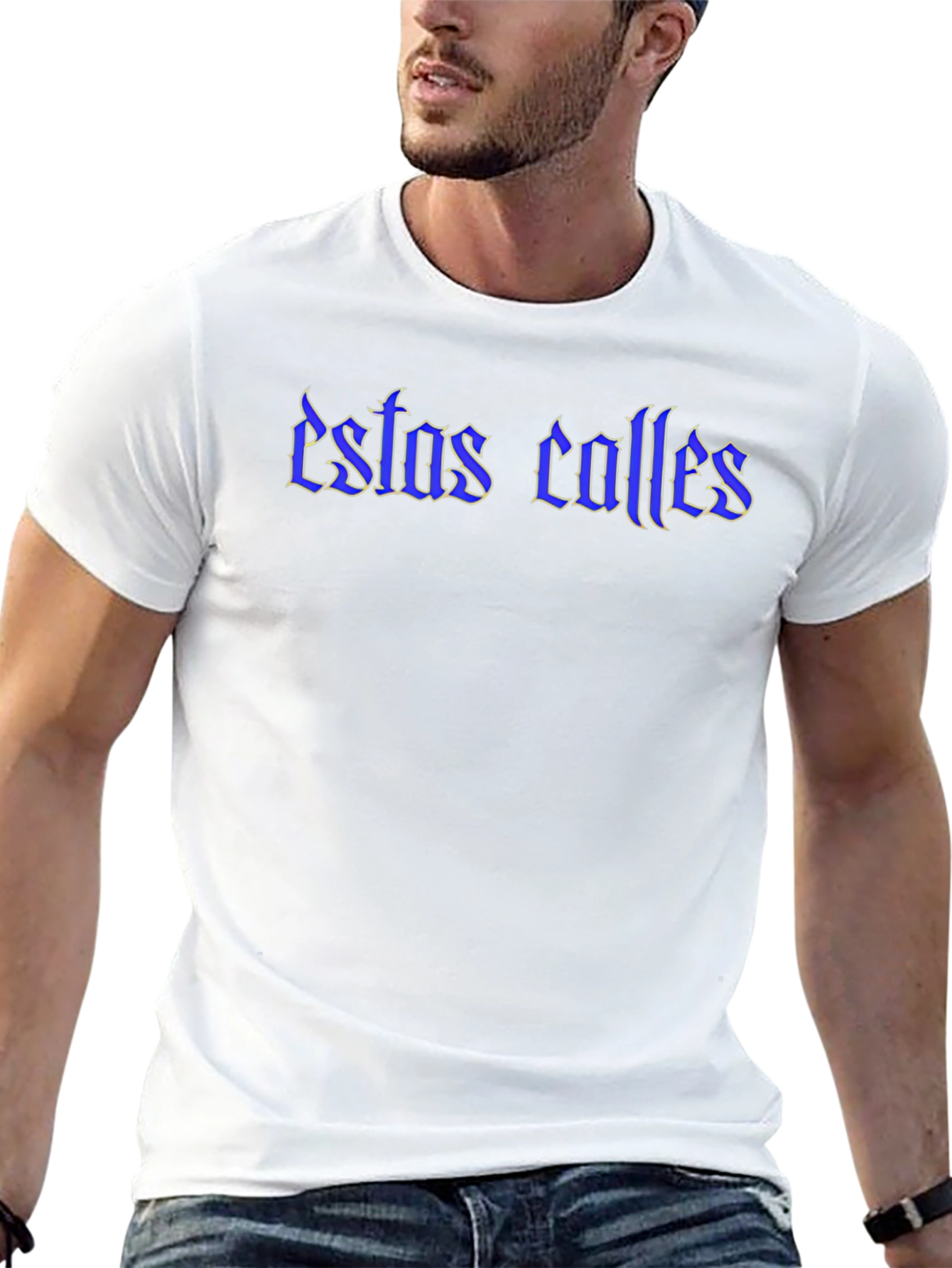 Estas Calles Graphic Tee - Blue Text on Black