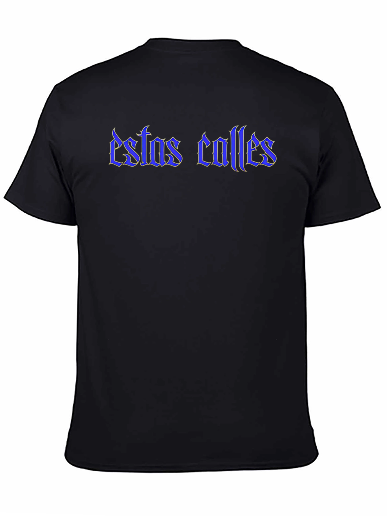 Estas Calles Graphic Tee - Blue Text on Black