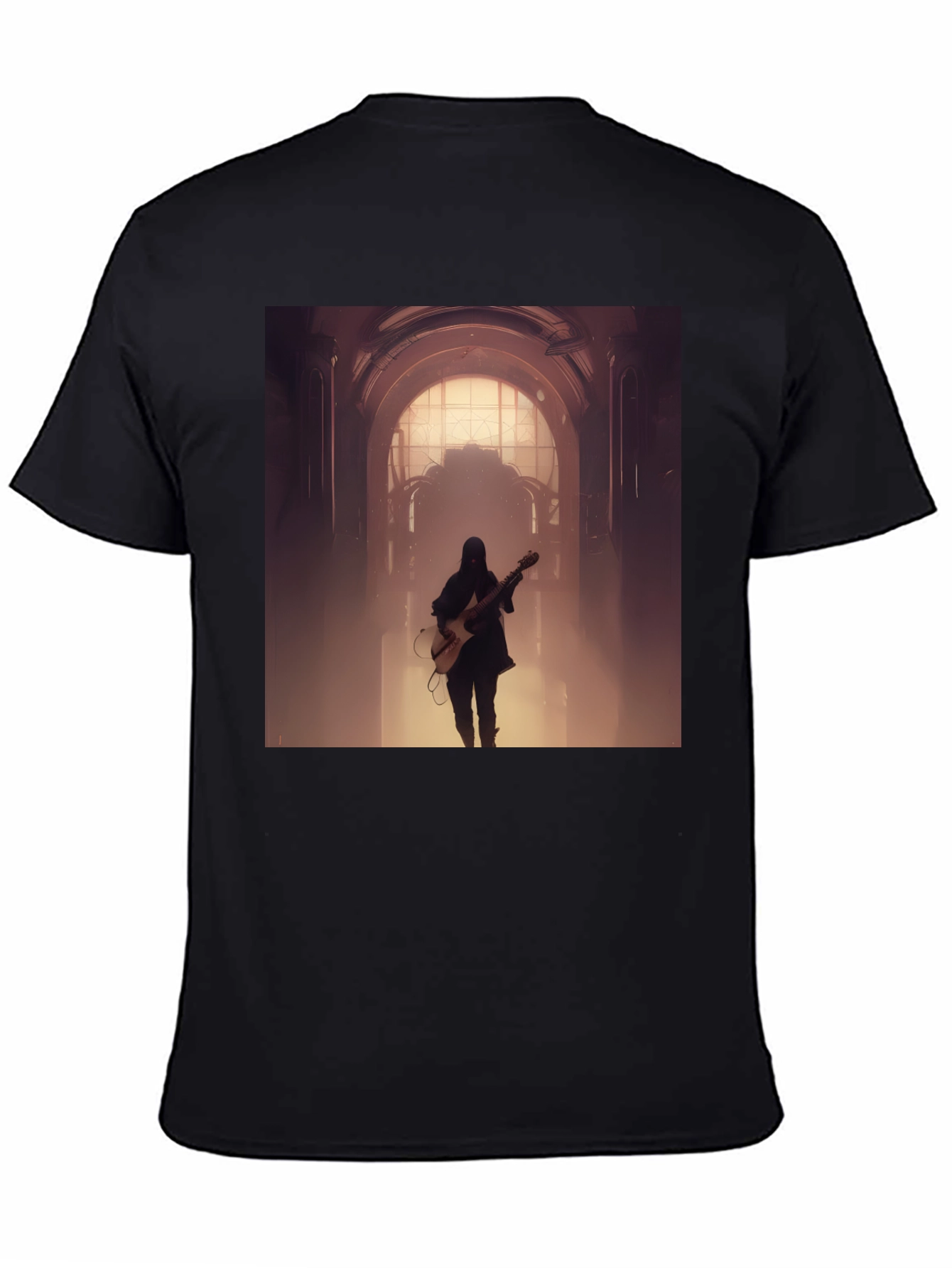 Guitar Player Graphic Tee - Black Cotton Blend