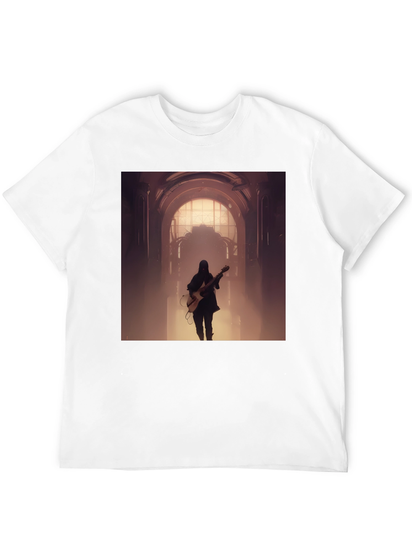 Guitar Player Graphic Tee - Black Cotton Blend
