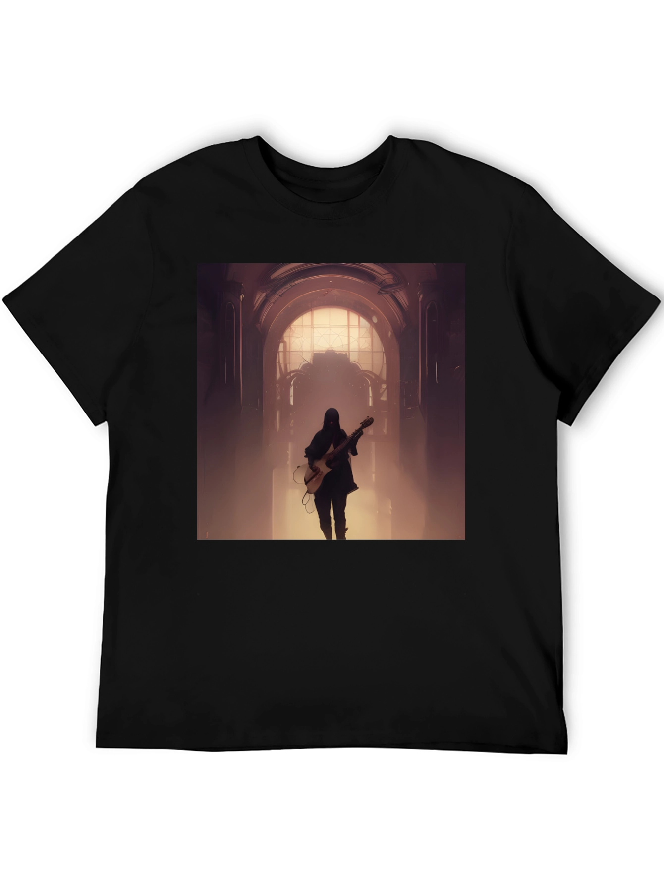Guitar Player Graphic Tee - Black Cotton Blend