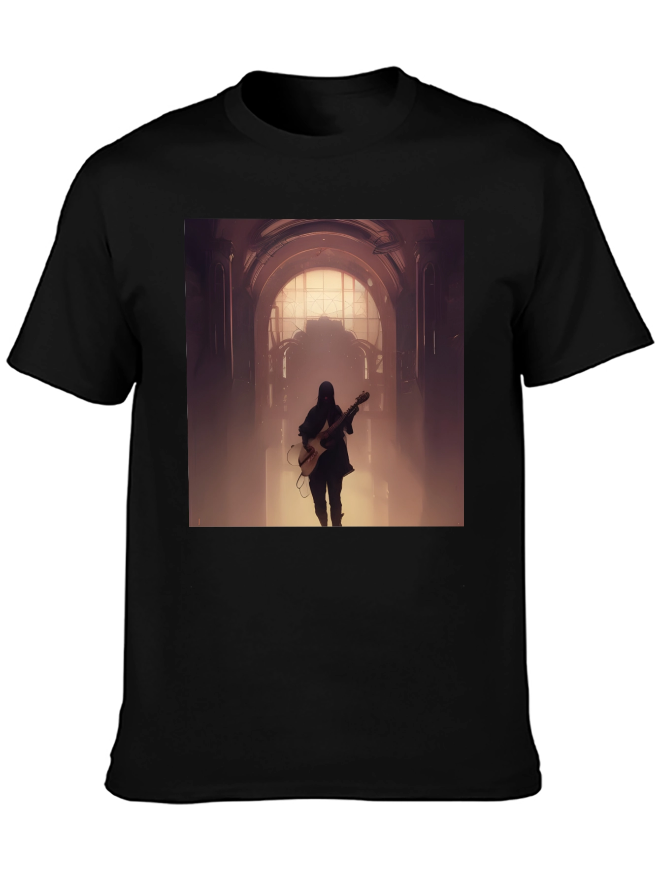 Guitar Player Graphic Tee - Black Cotton Blend
