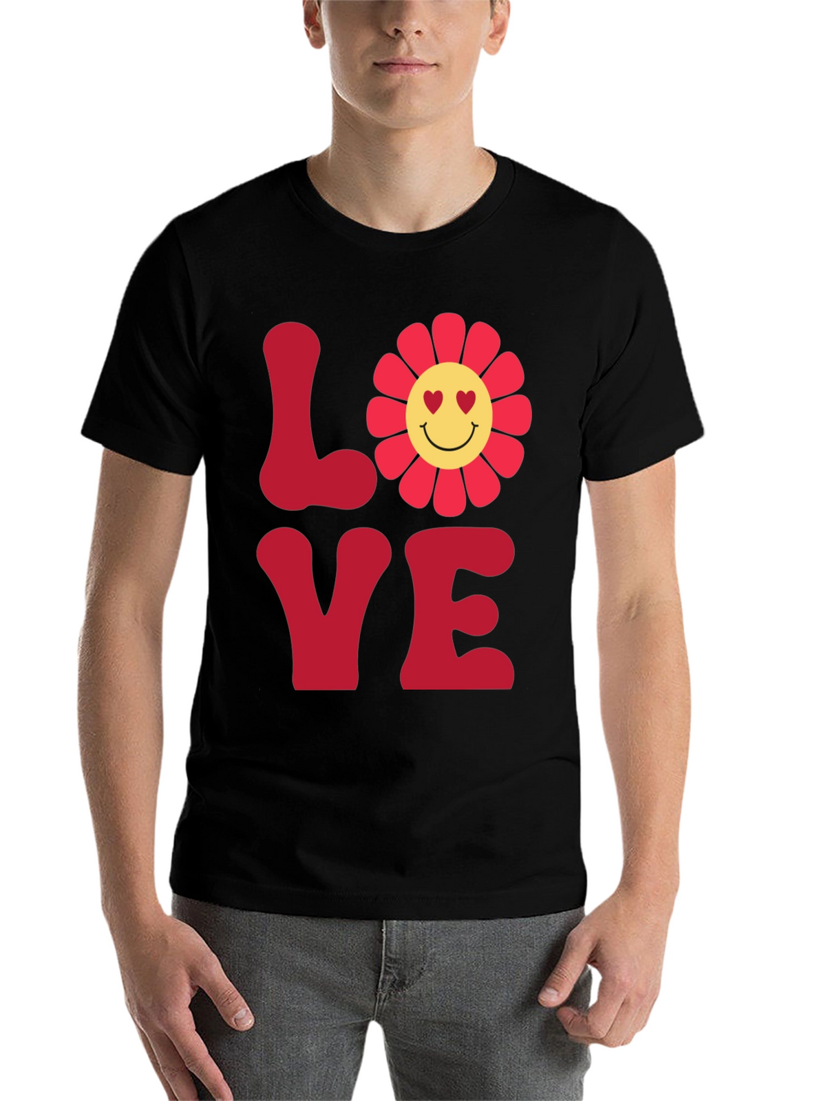 LOVE Graphic Tee - Smiley Flower Retro Style
