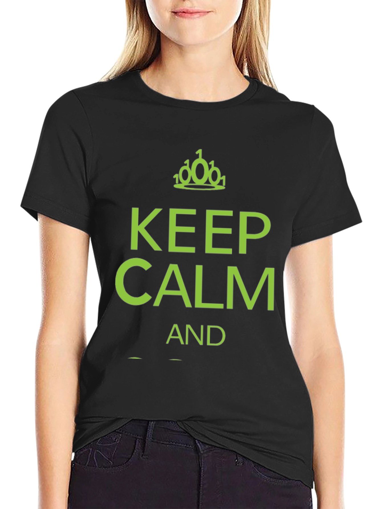 Keep Calm Binary Code T-Shirt - Black