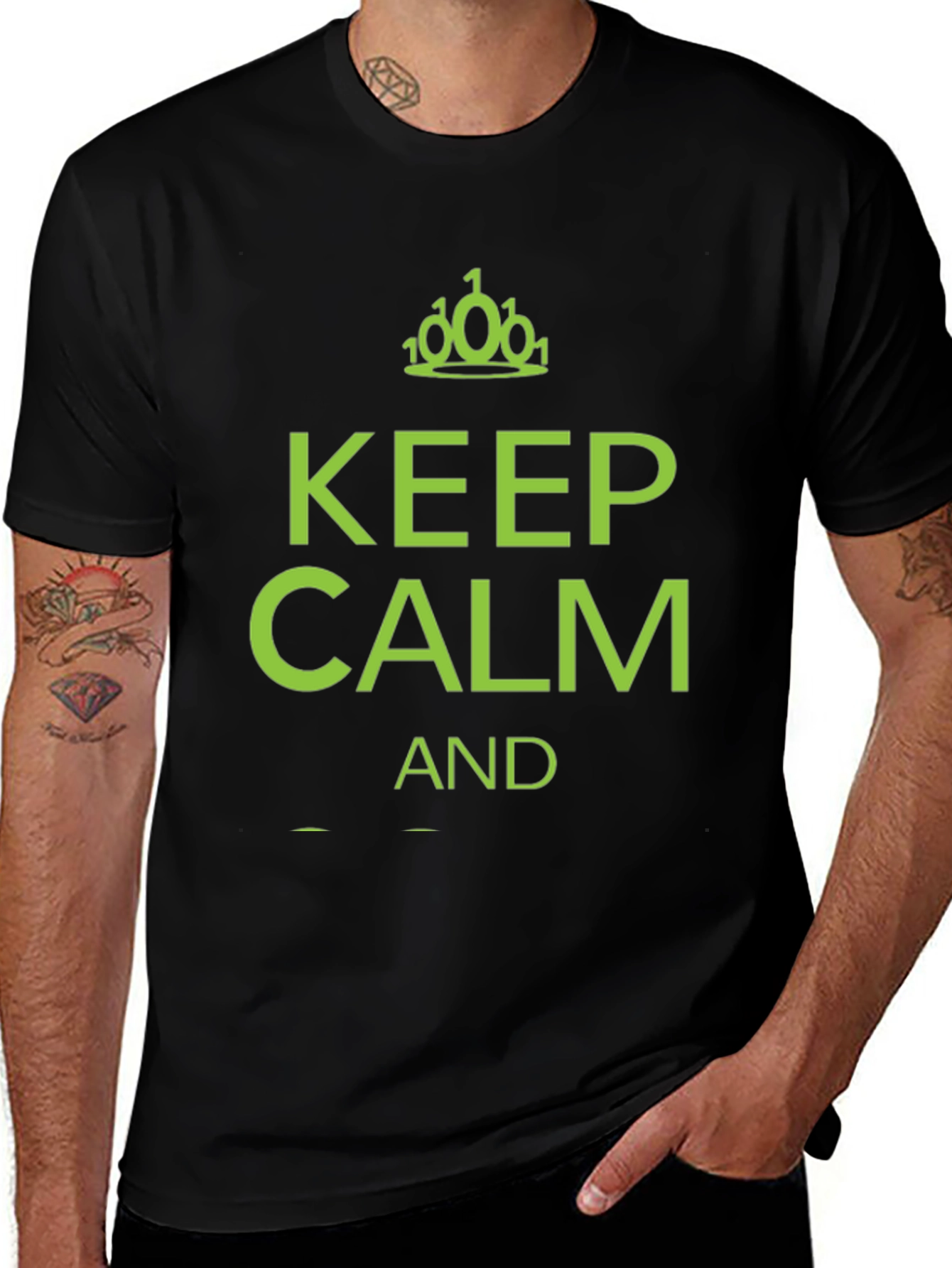 Keep Calm Binary Code T-Shirt - Black