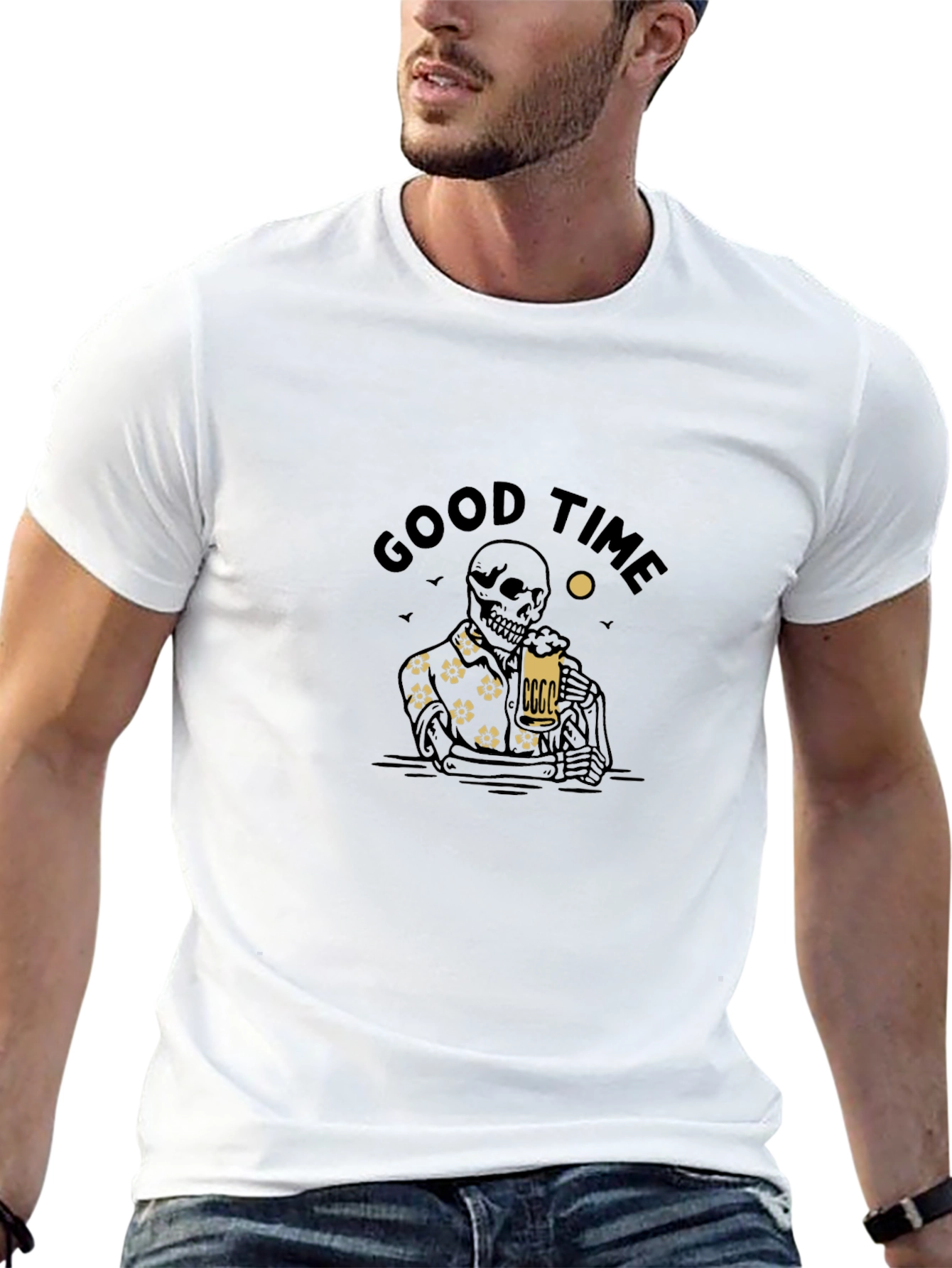 Good Time Skeleton Graphic Tee - Black