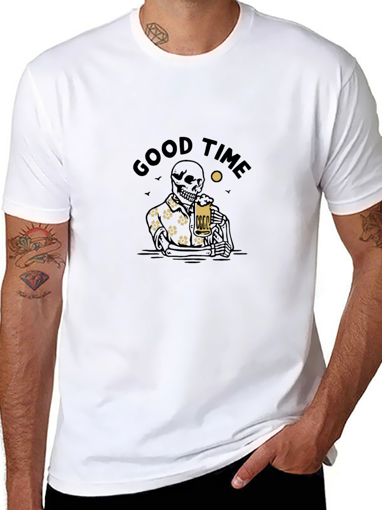 Good Time Skeleton Graphic Tee - Black