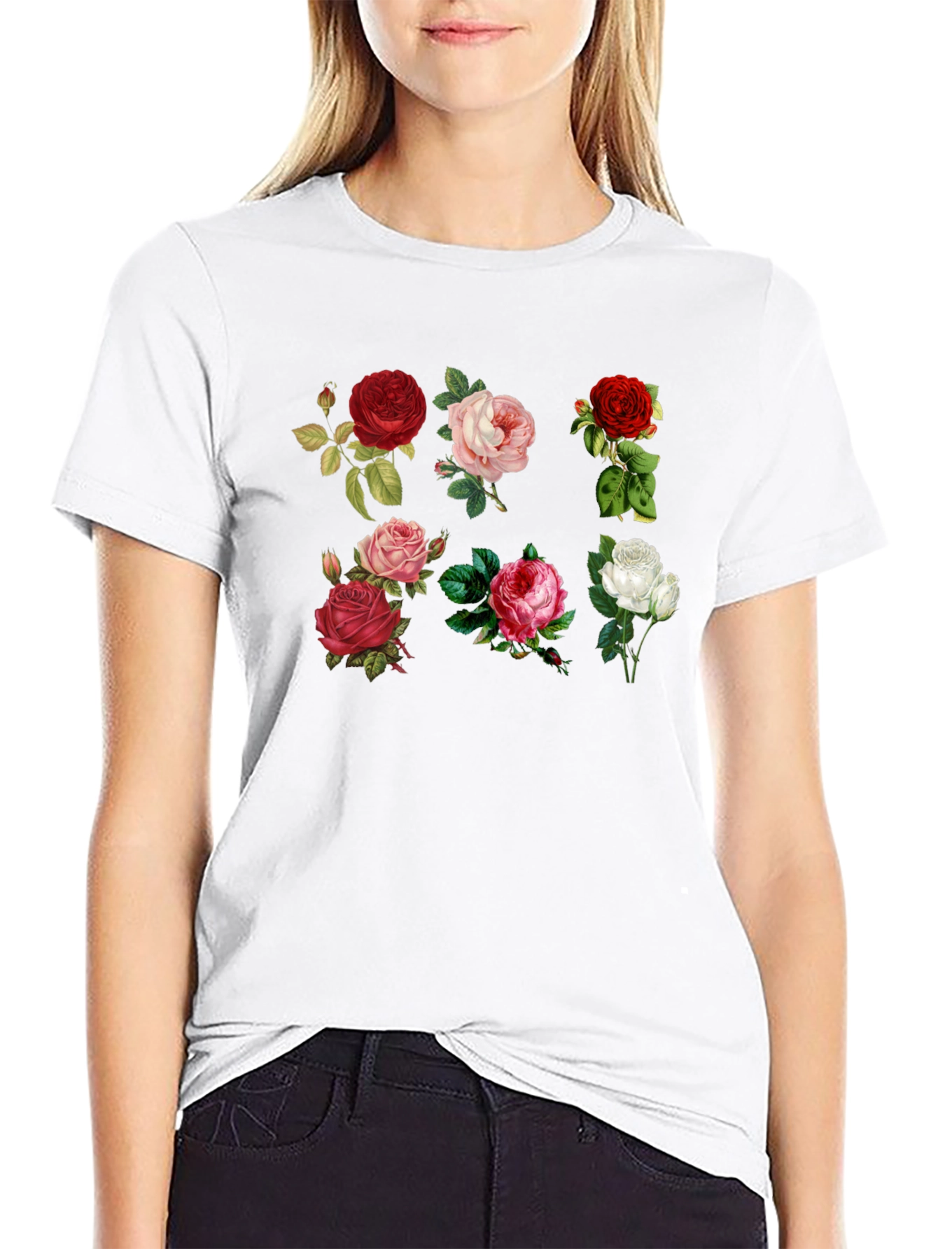 Floral Roses Graphic Print T-Shirt