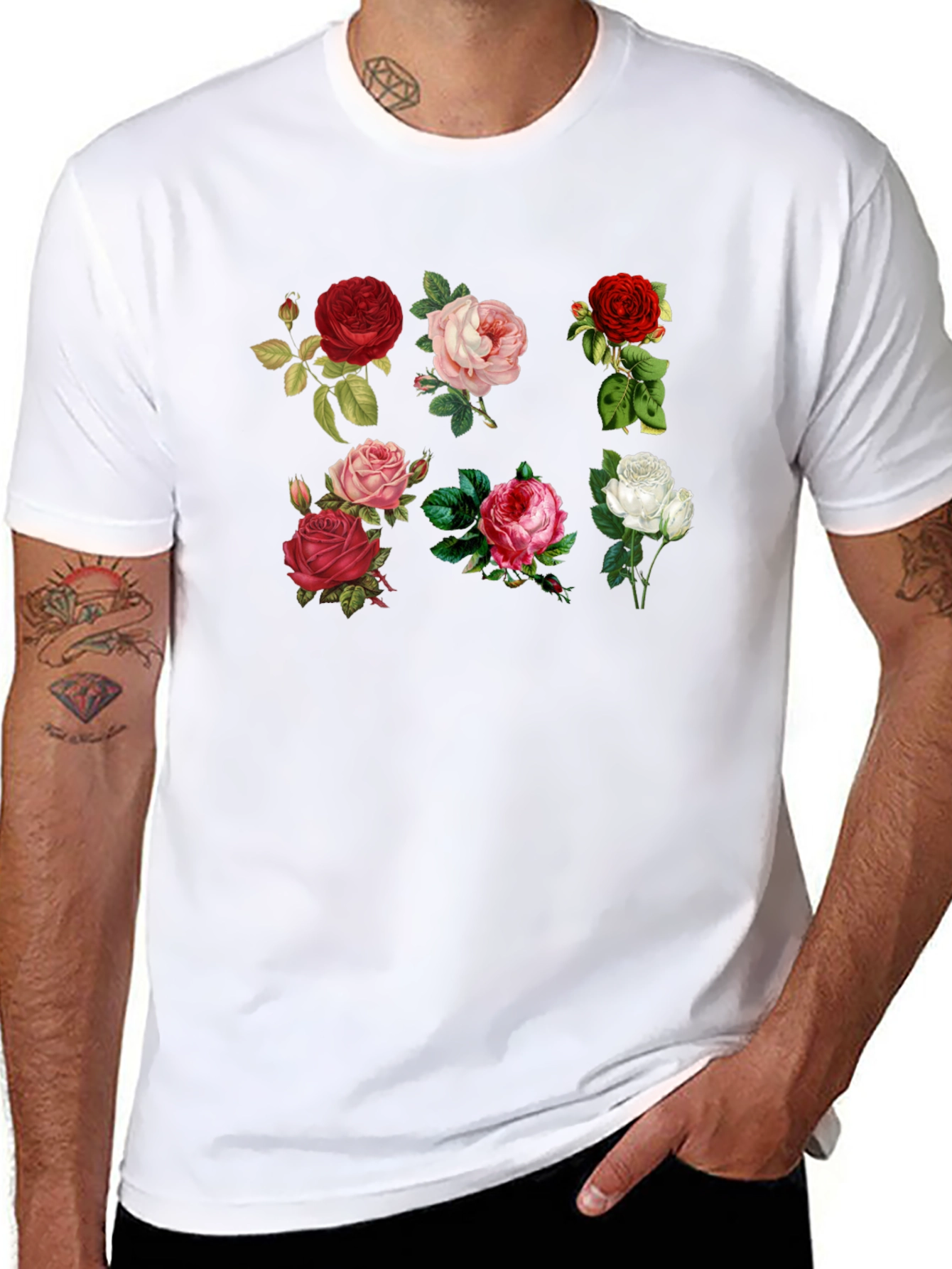 Floral Roses Graphic Print T-Shirt