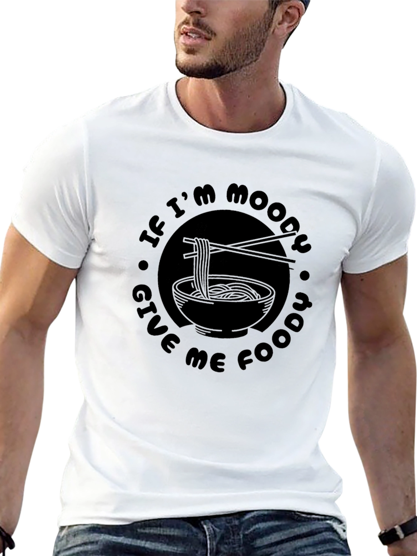 Moody Foodie Black T-Shirt - Ramen Design