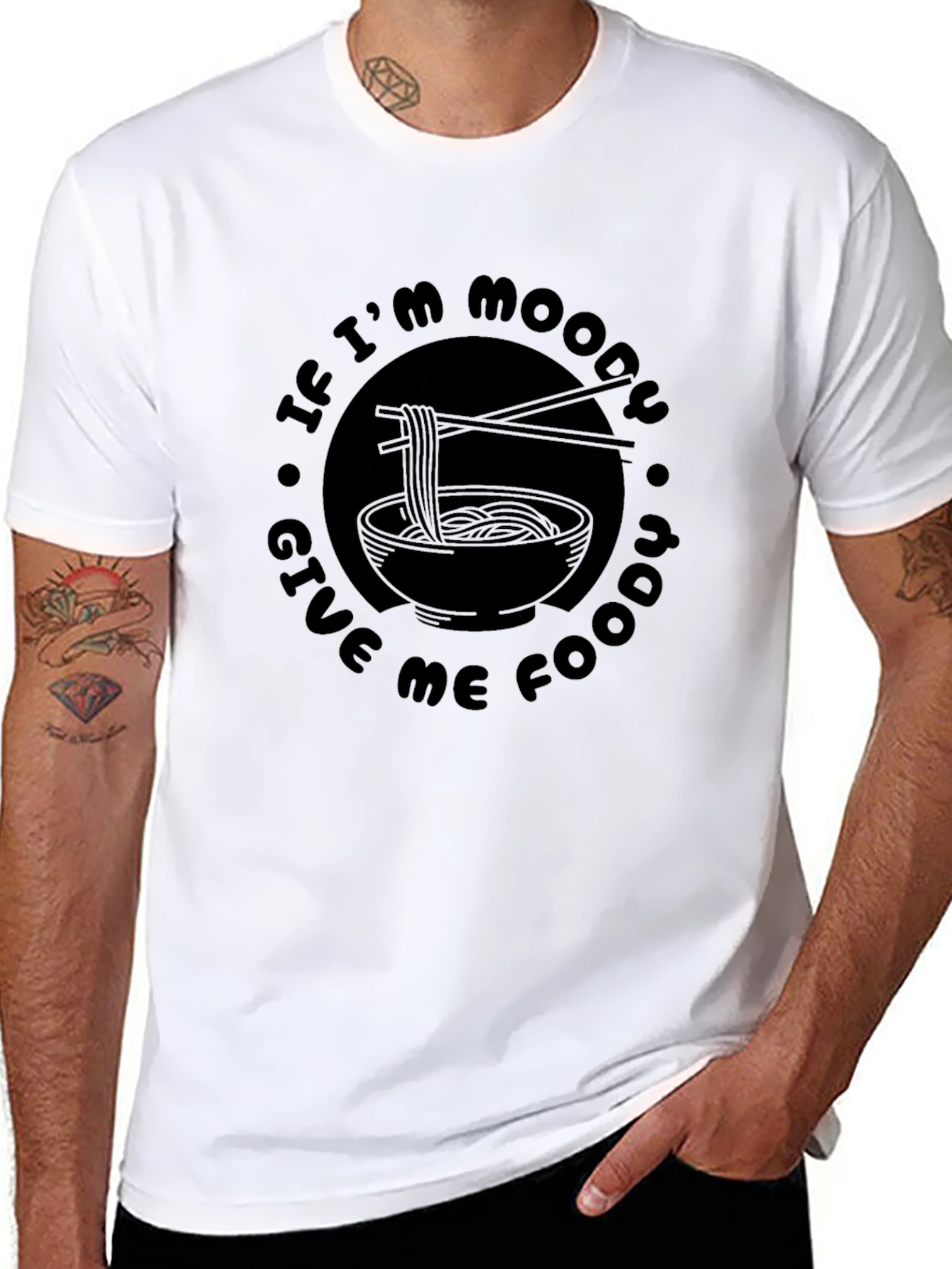 Moody Foodie Black T-Shirt - Ramen Design