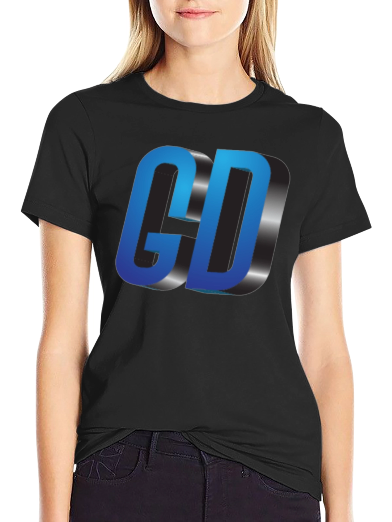 Blue 3D GD Graphic T-Shirt
