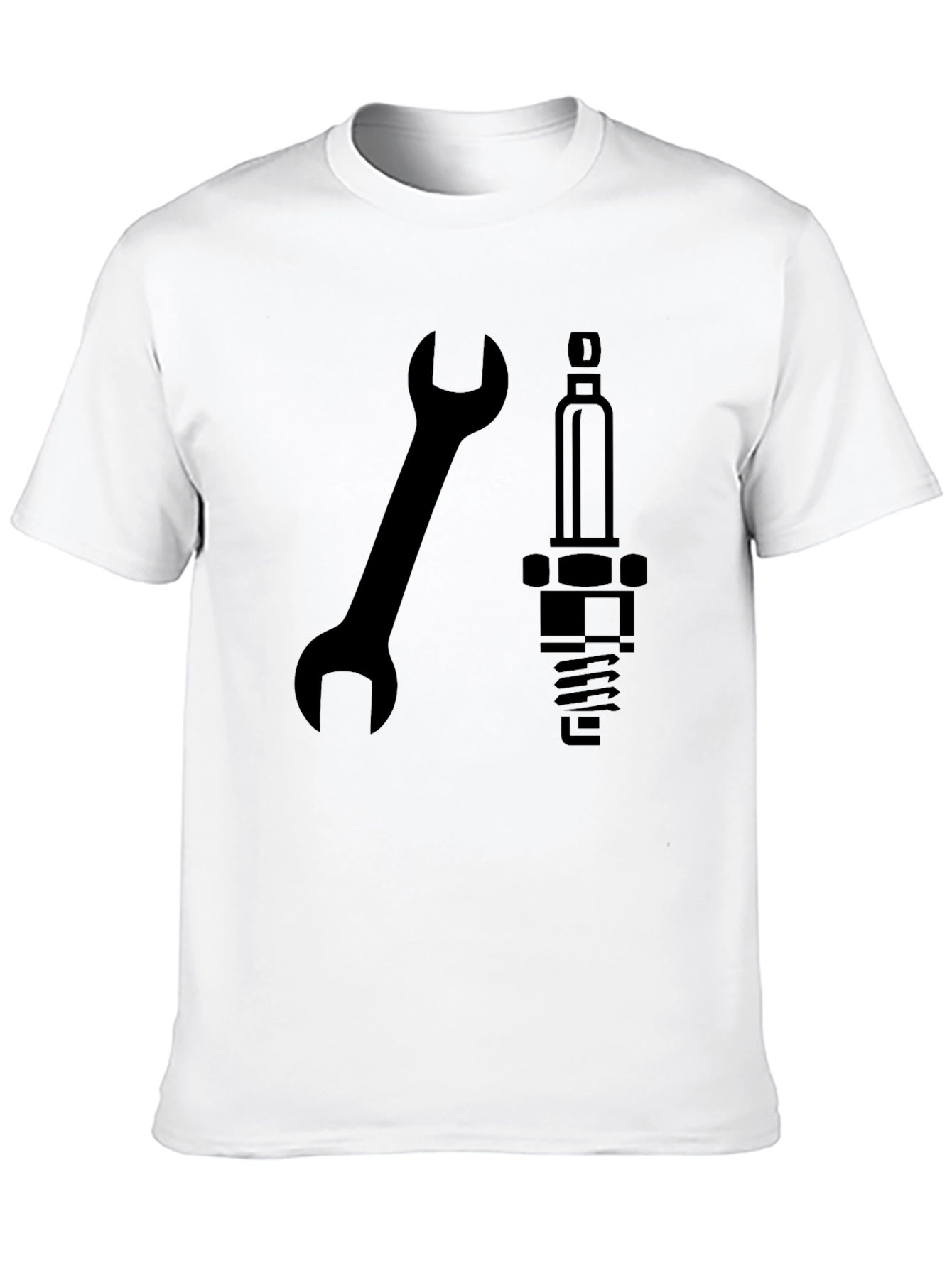 Mechanics Tee: Wrench & Spark Plug Design