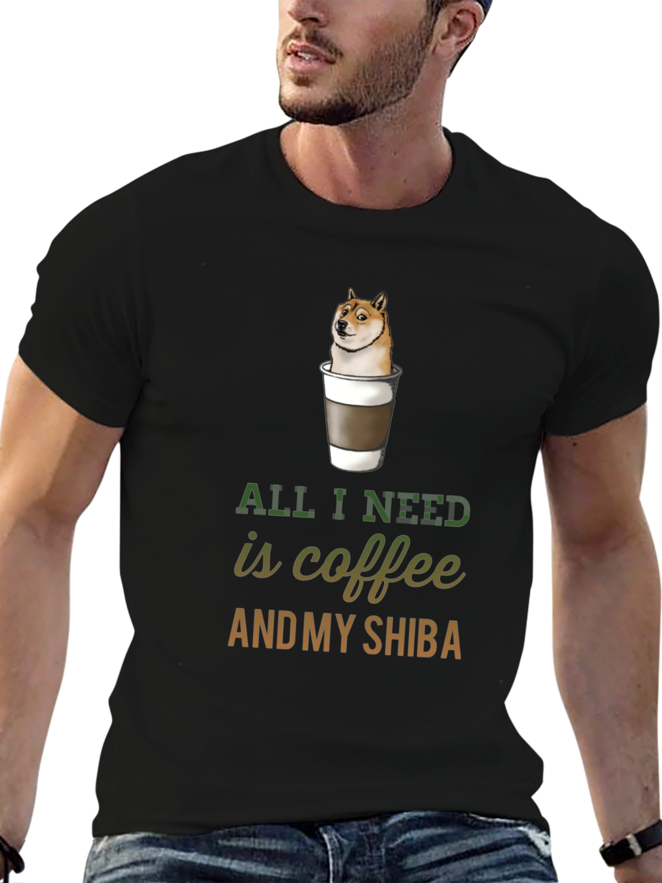Coffee & Shiba T-Shirt - Dog Lover Tee