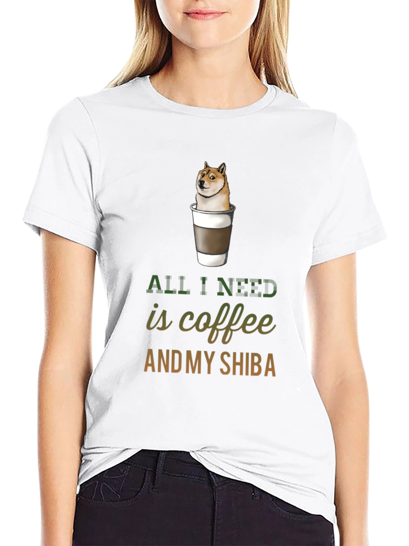 Coffee & Shiba T-Shirt - Dog Lover Tee