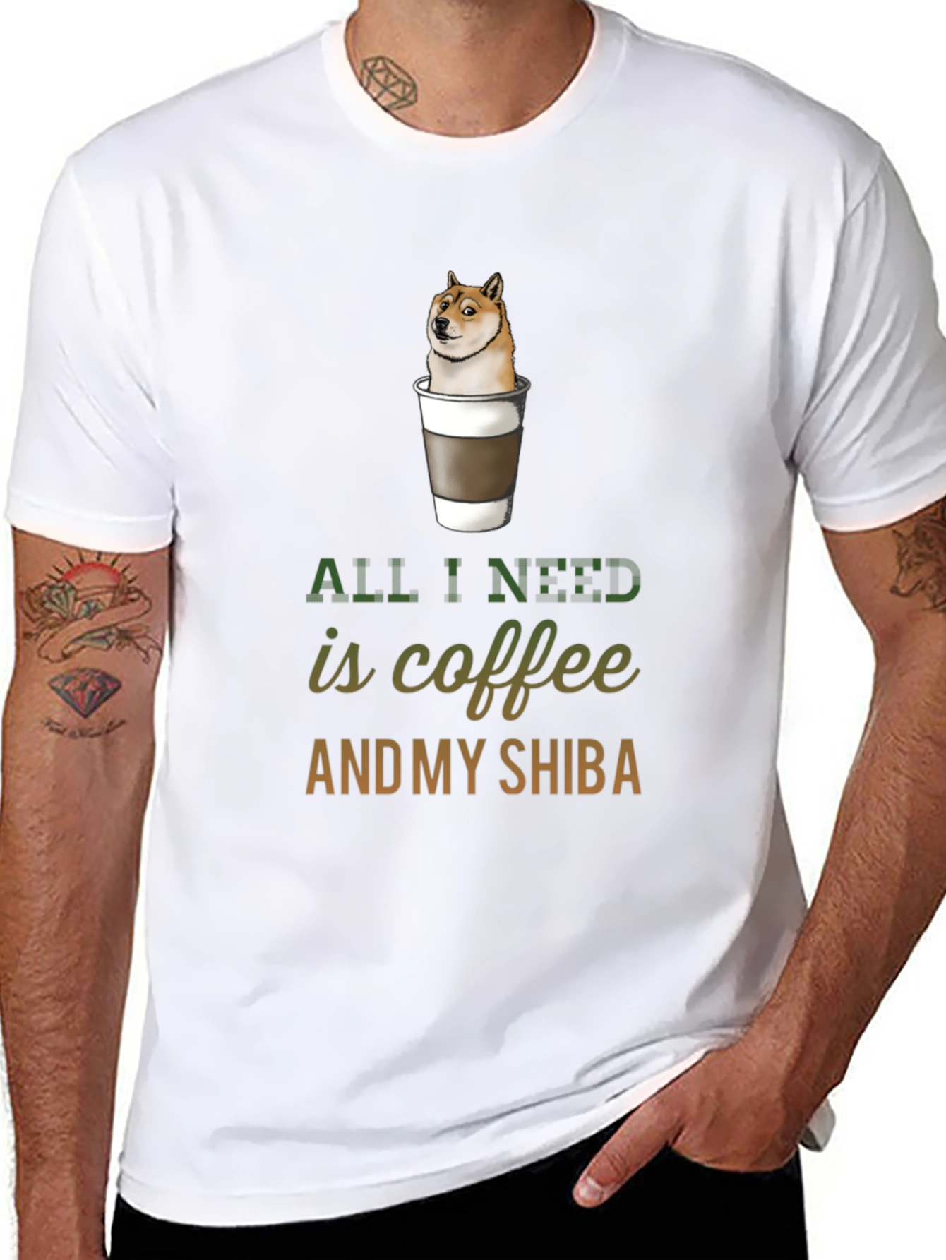 Coffee & Shiba T-Shirt - Dog Lover Tee