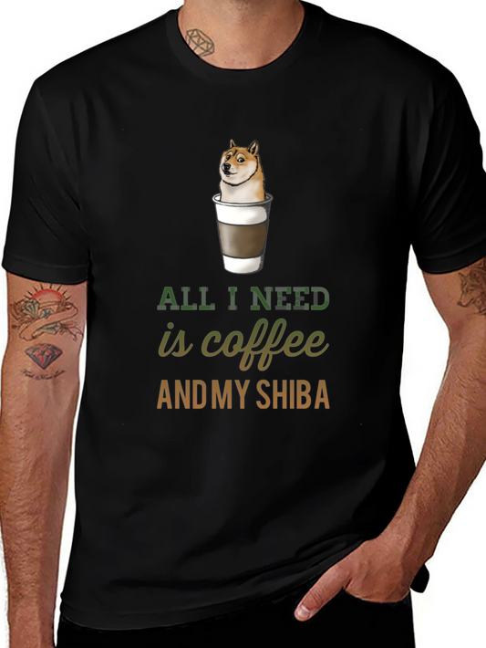 Coffee & Shiba T-Shirt - Dog Lover Tee