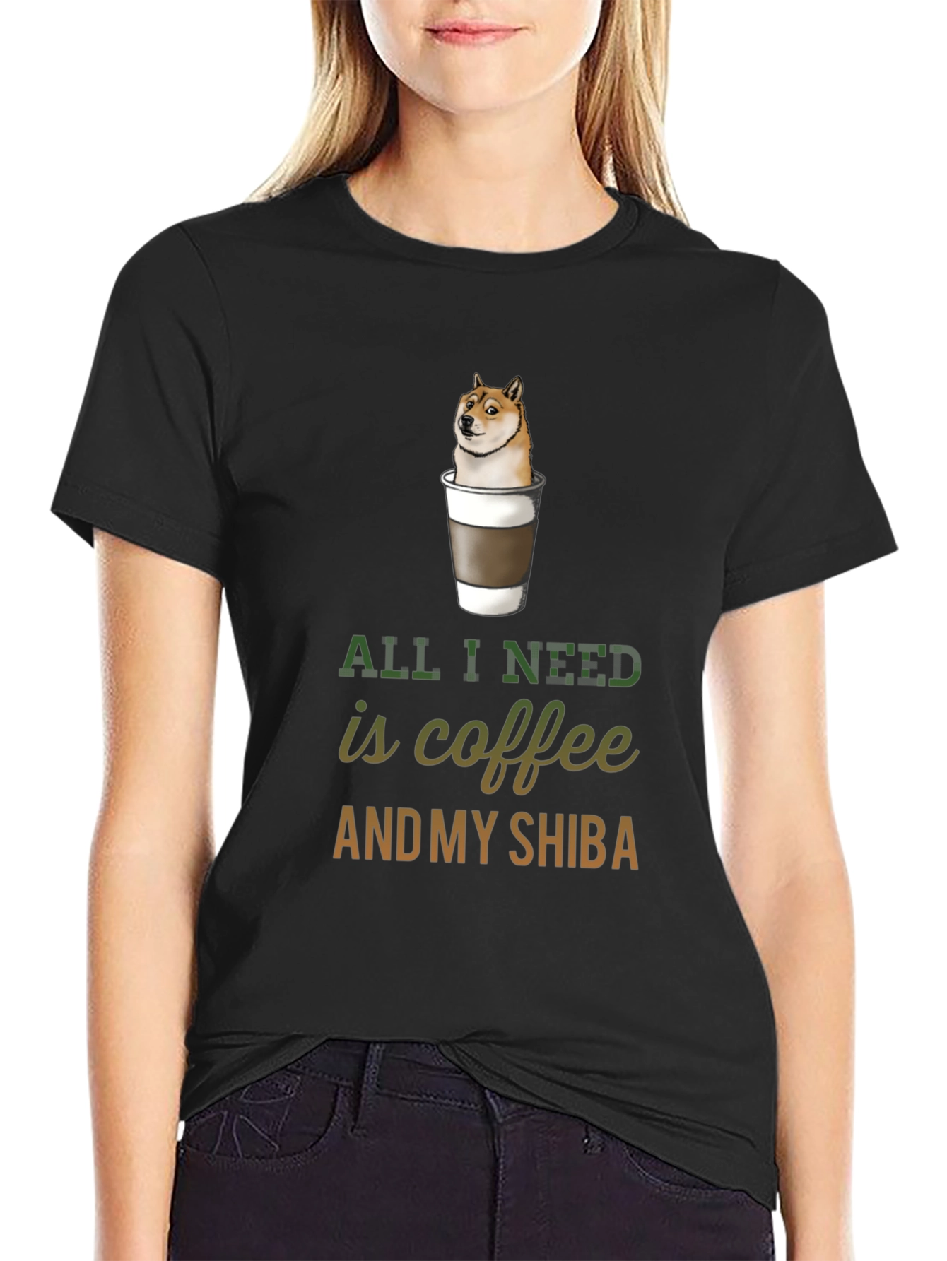Coffee & Shiba T-Shirt - Dog Lover Tee
