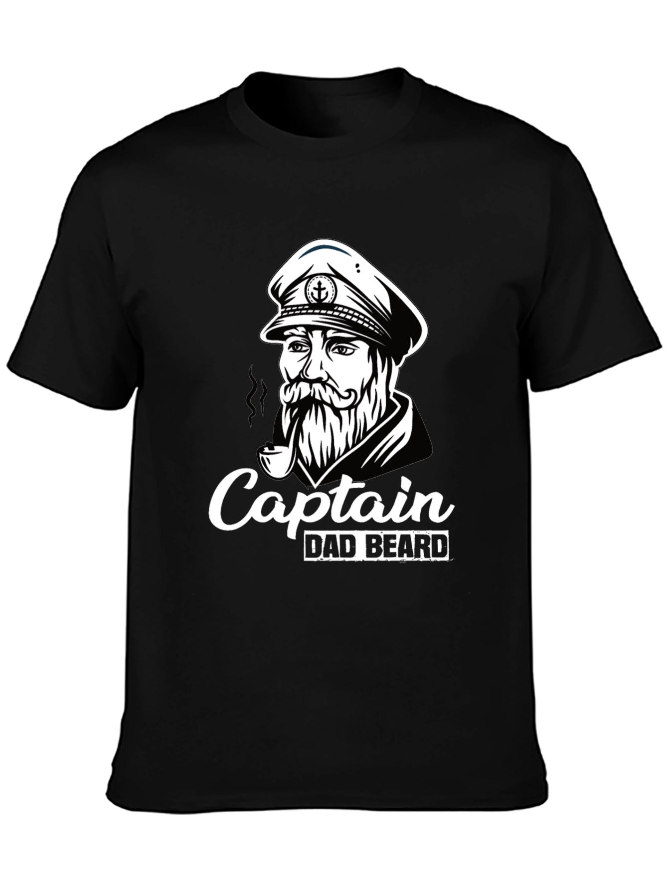Captain Dad Beard T-Shirt Black Graphic Tee