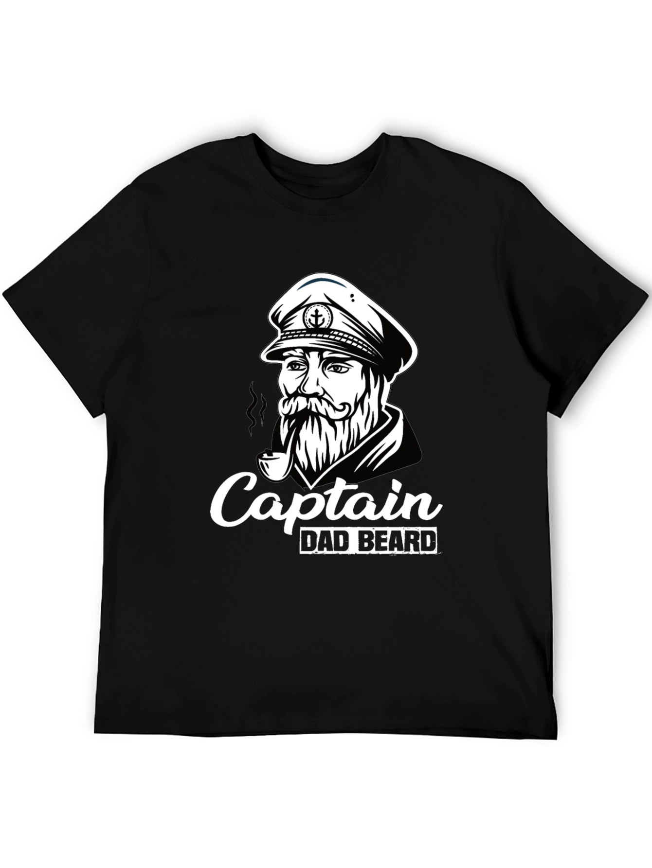 Captain Dad Beard T-Shirt Black Graphic Tee