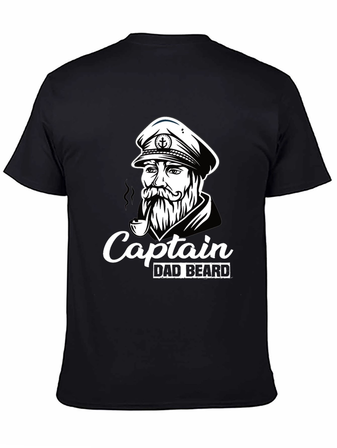 Captain Dad Beard T-Shirt Black Graphic Tee