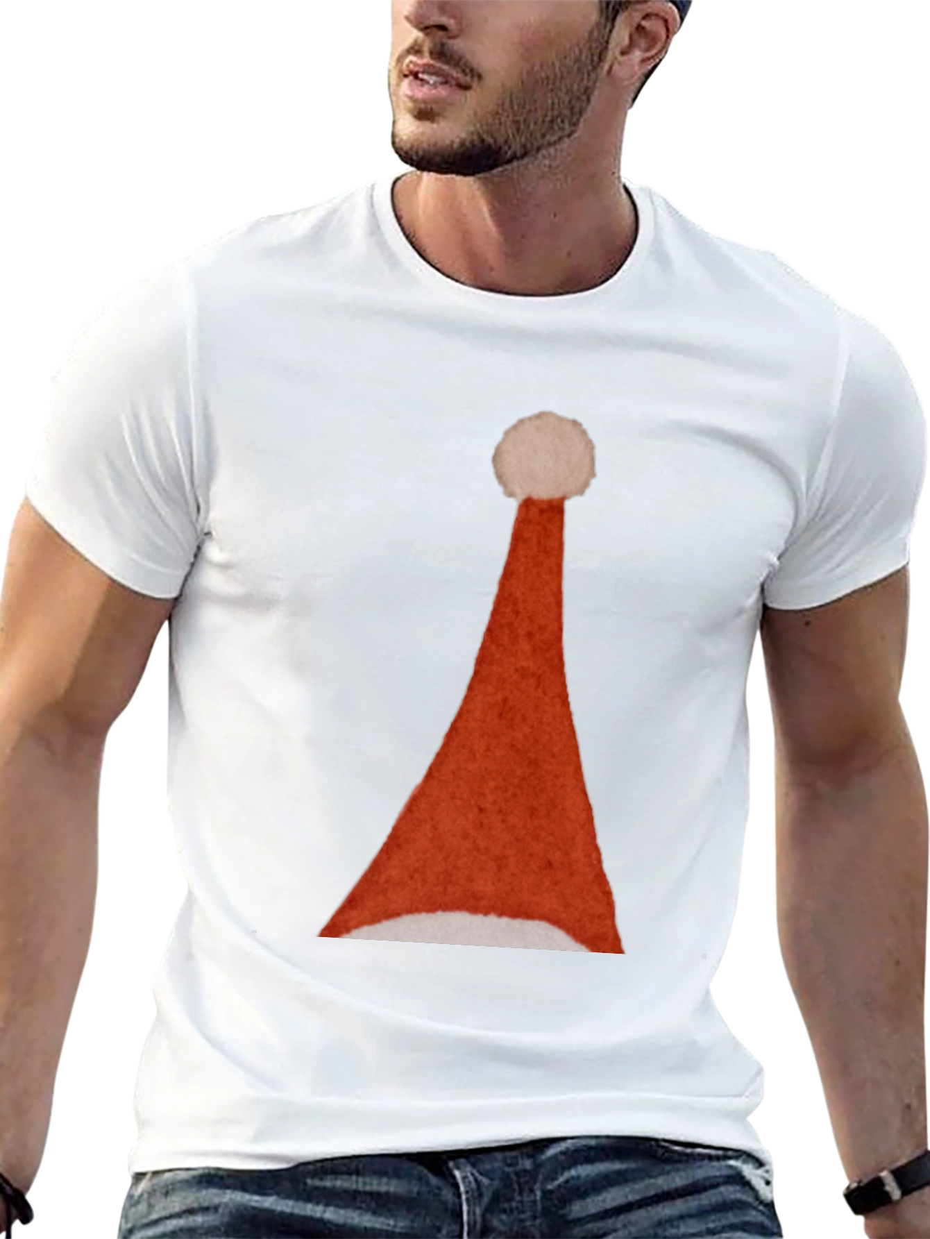 Santa Hat Graphic Tee - Holiday Festive T-Shirt
