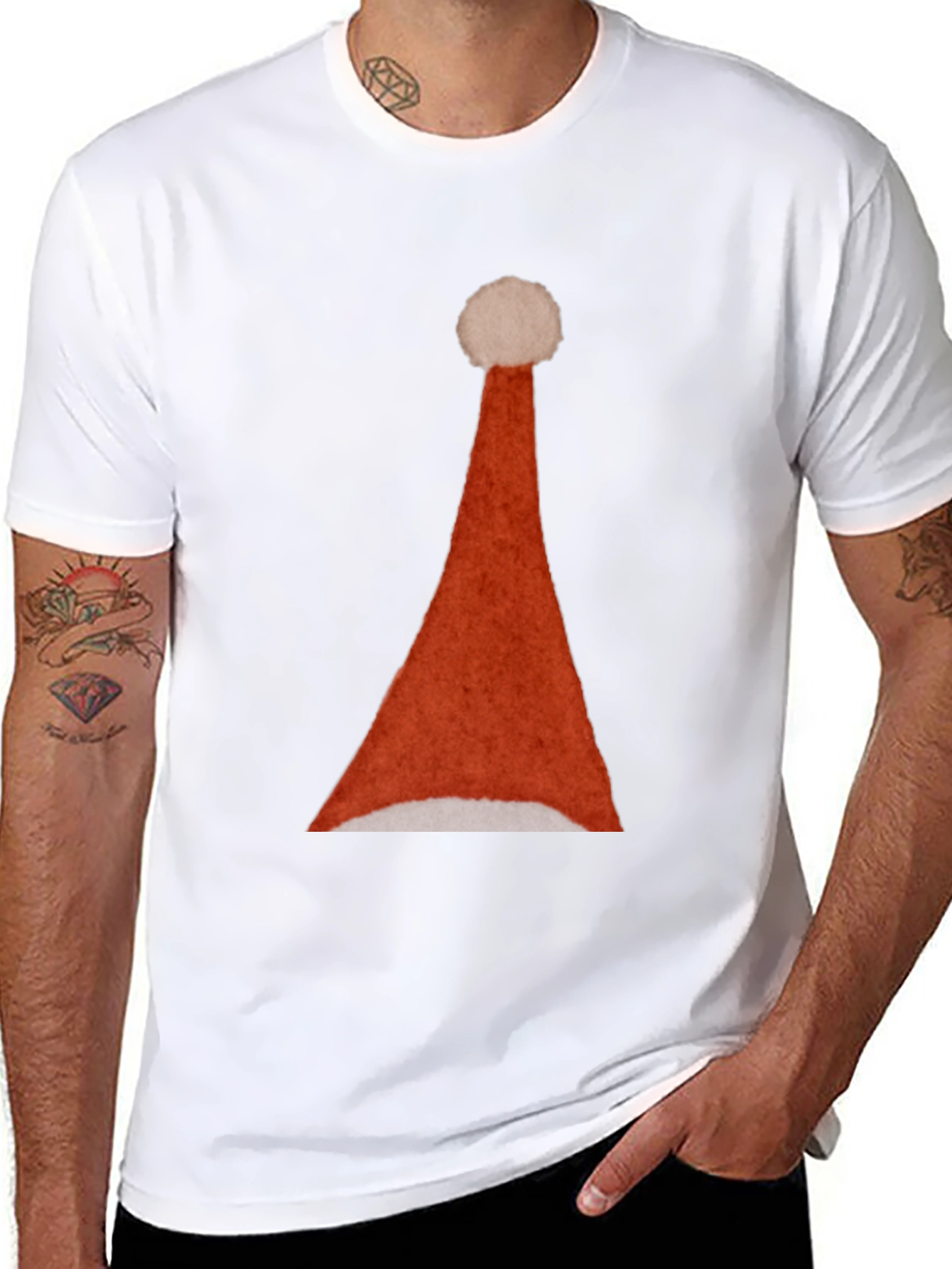 Santa Hat Graphic Tee - Holiday Festive T-Shirt