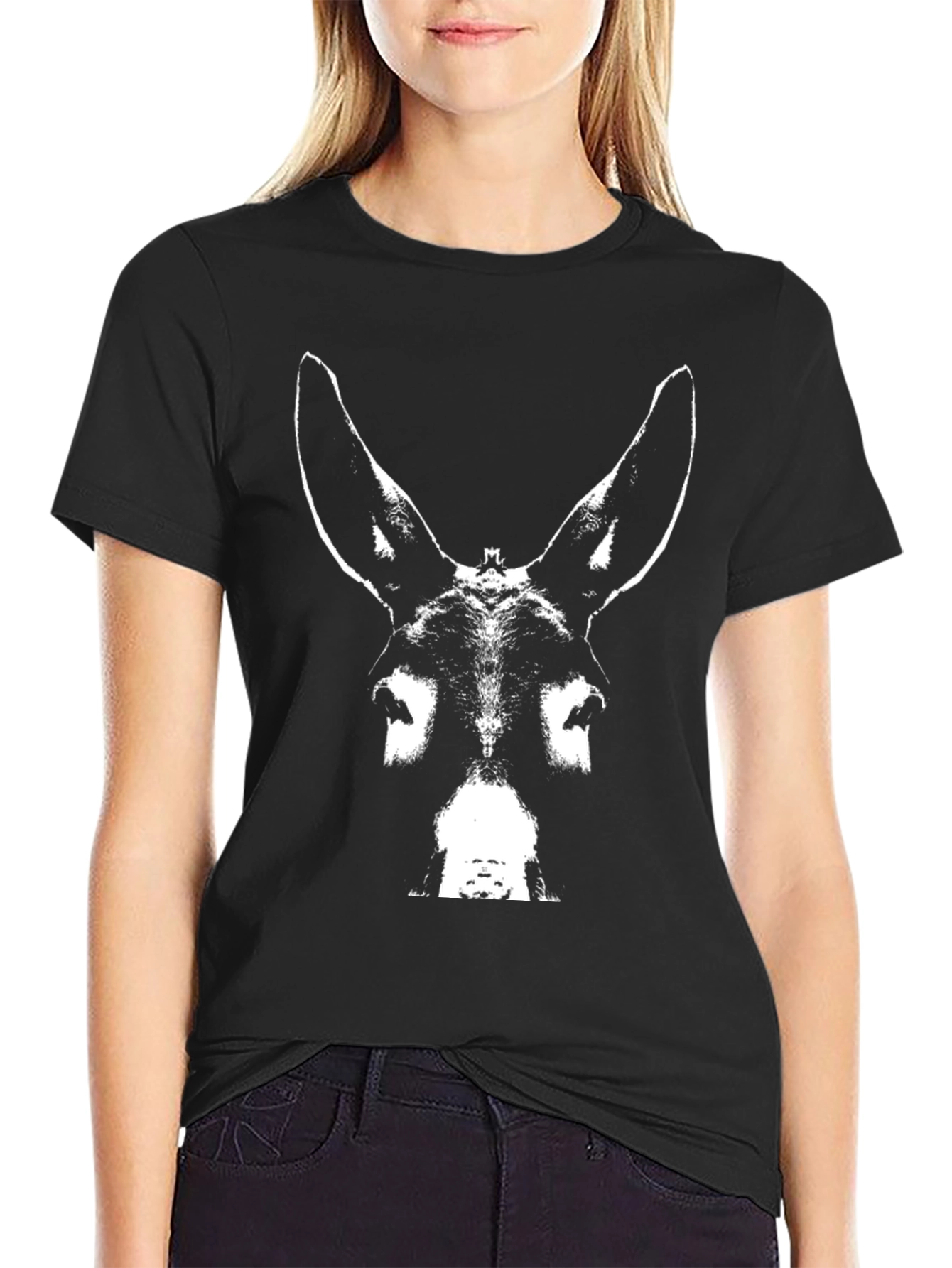 Donkey Face Graphic Black T-Shirt