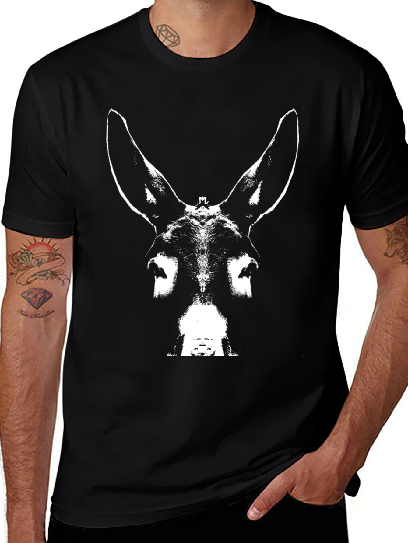 Donkey Face Graphic Black T-Shirt