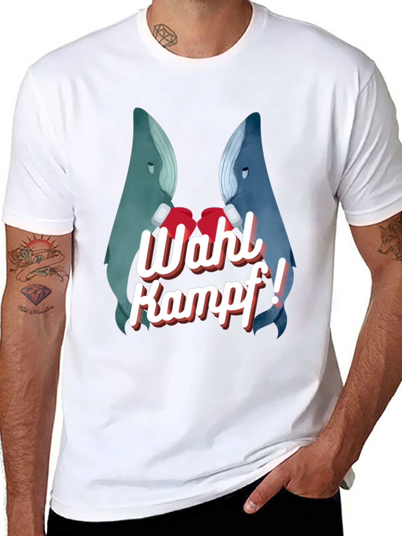 Whale Kampf Graphic Tee - Boxing Whales