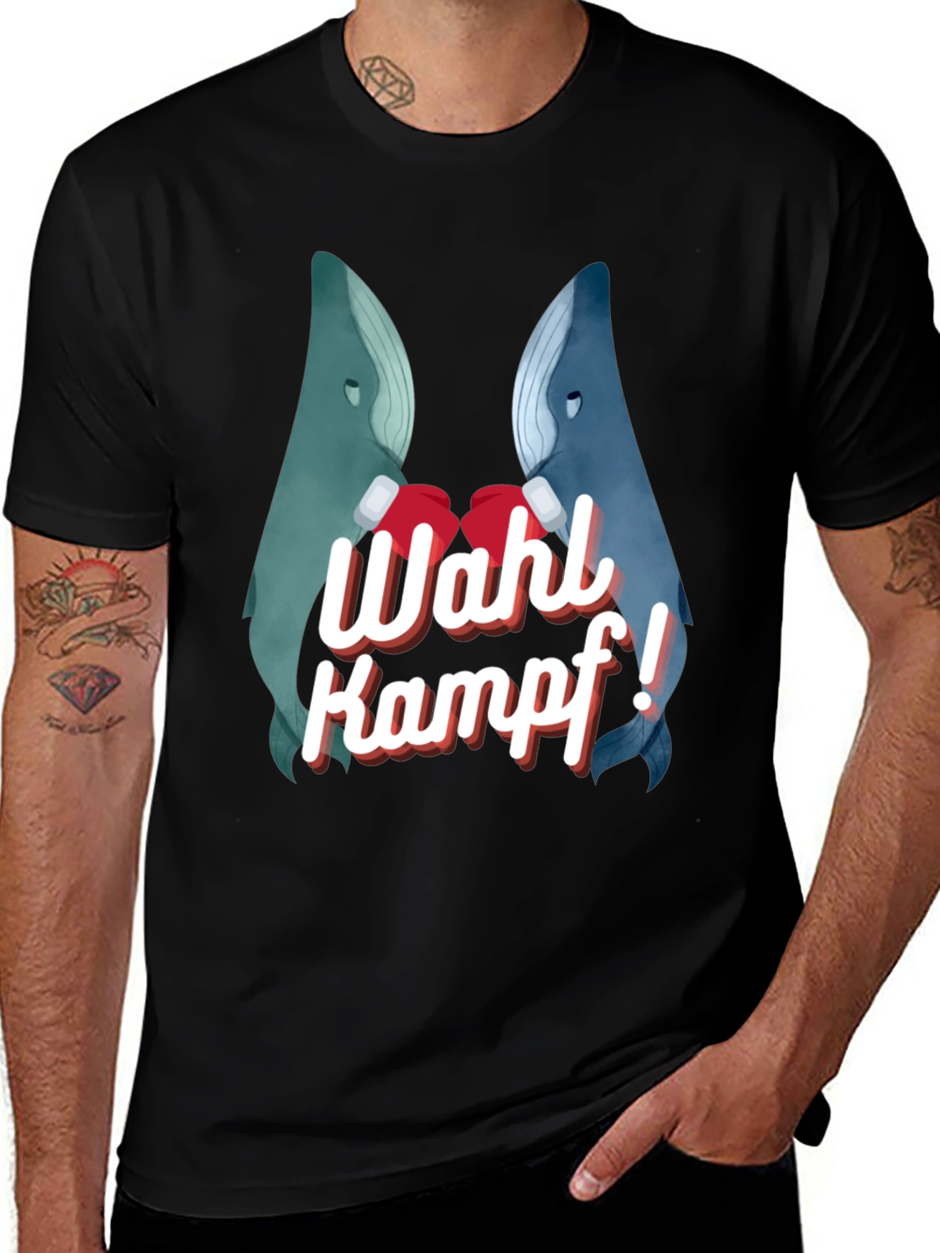 Whale Kampf Graphic Tee - Boxing Whales