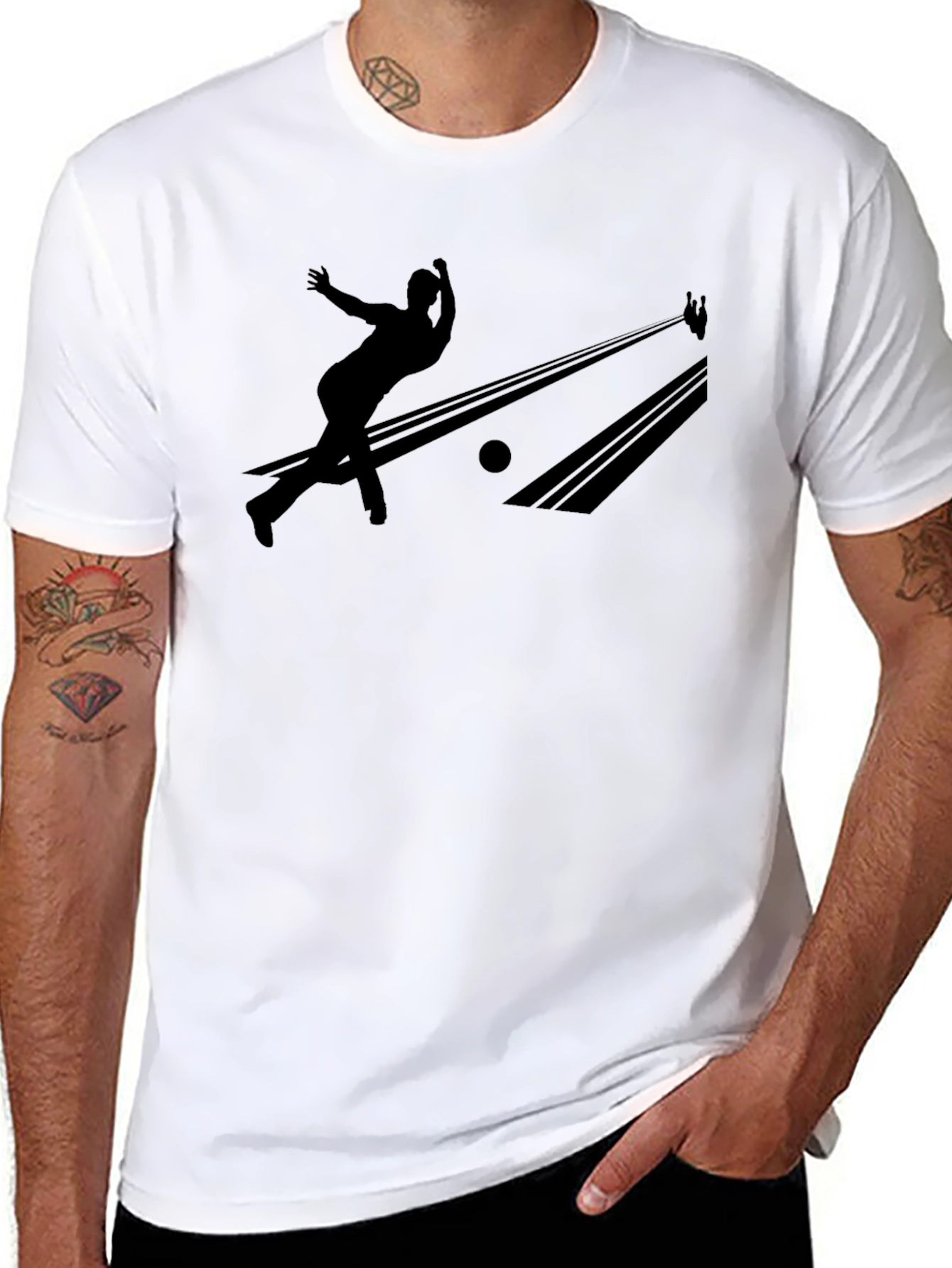 Bowling Silhouette Graphic Tee - Strike Style