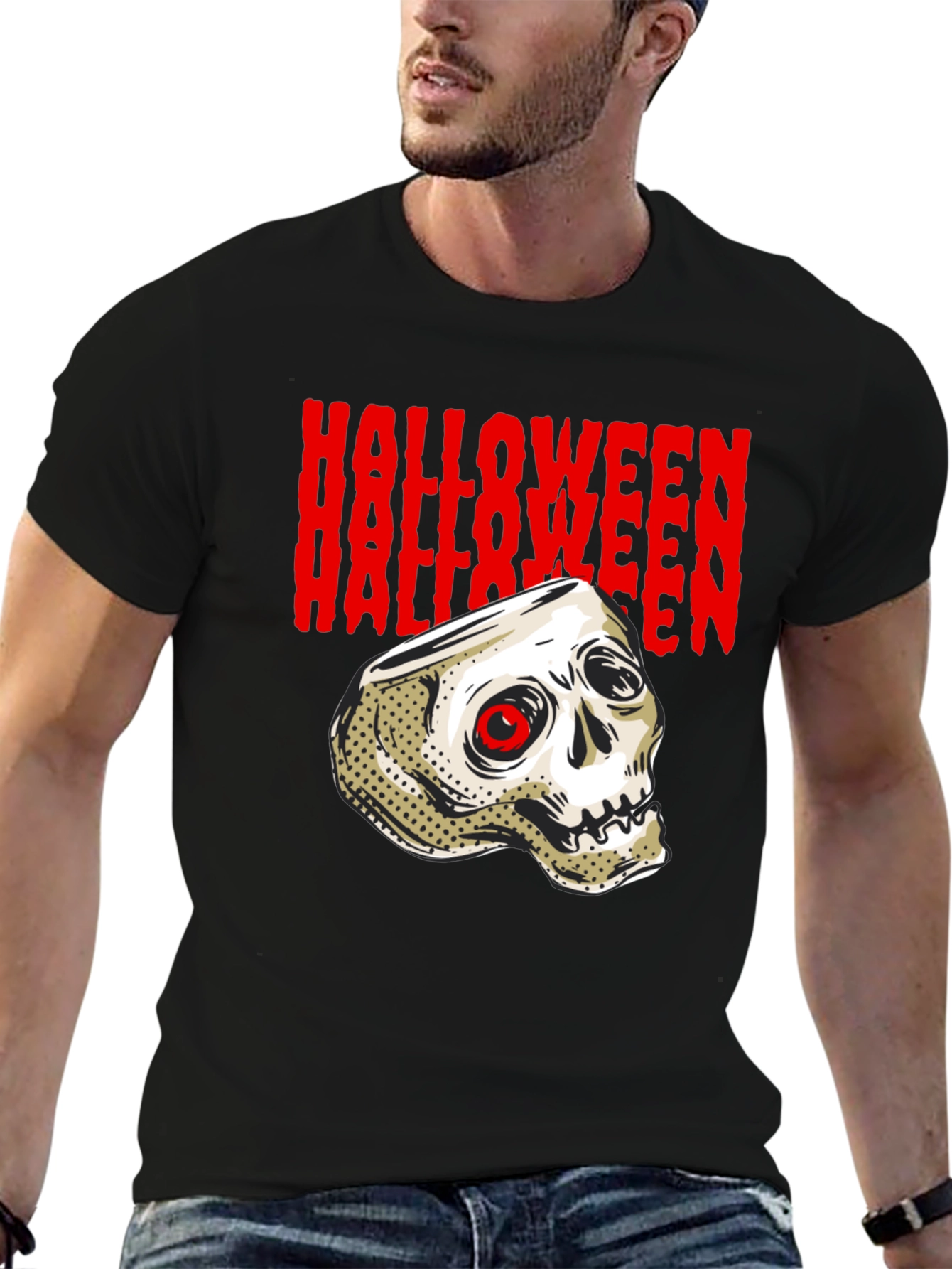 Halloween Skull Graphic T-Shirt