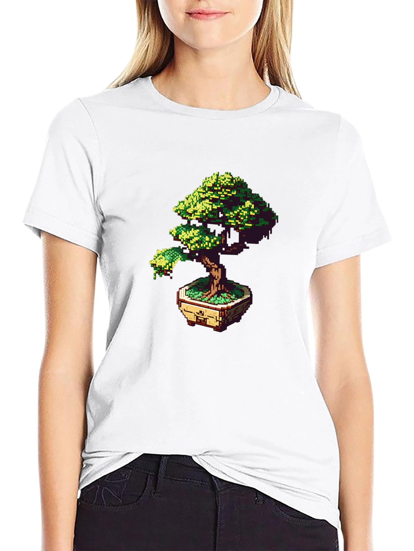 Pixel Art Bonsai Tree Graphic Tee