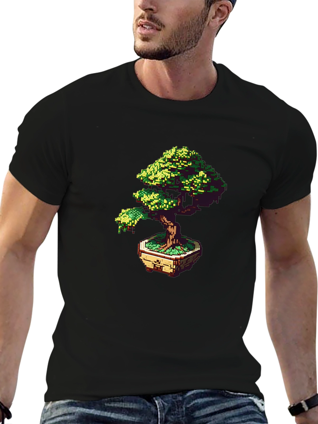 Pixel Art Bonsai Tree Graphic Tee
