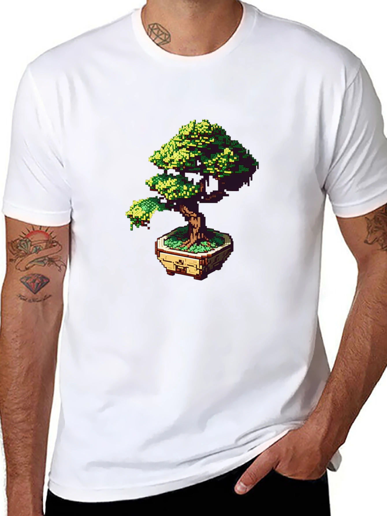 Pixel Art Bonsai Tree Graphic Tee