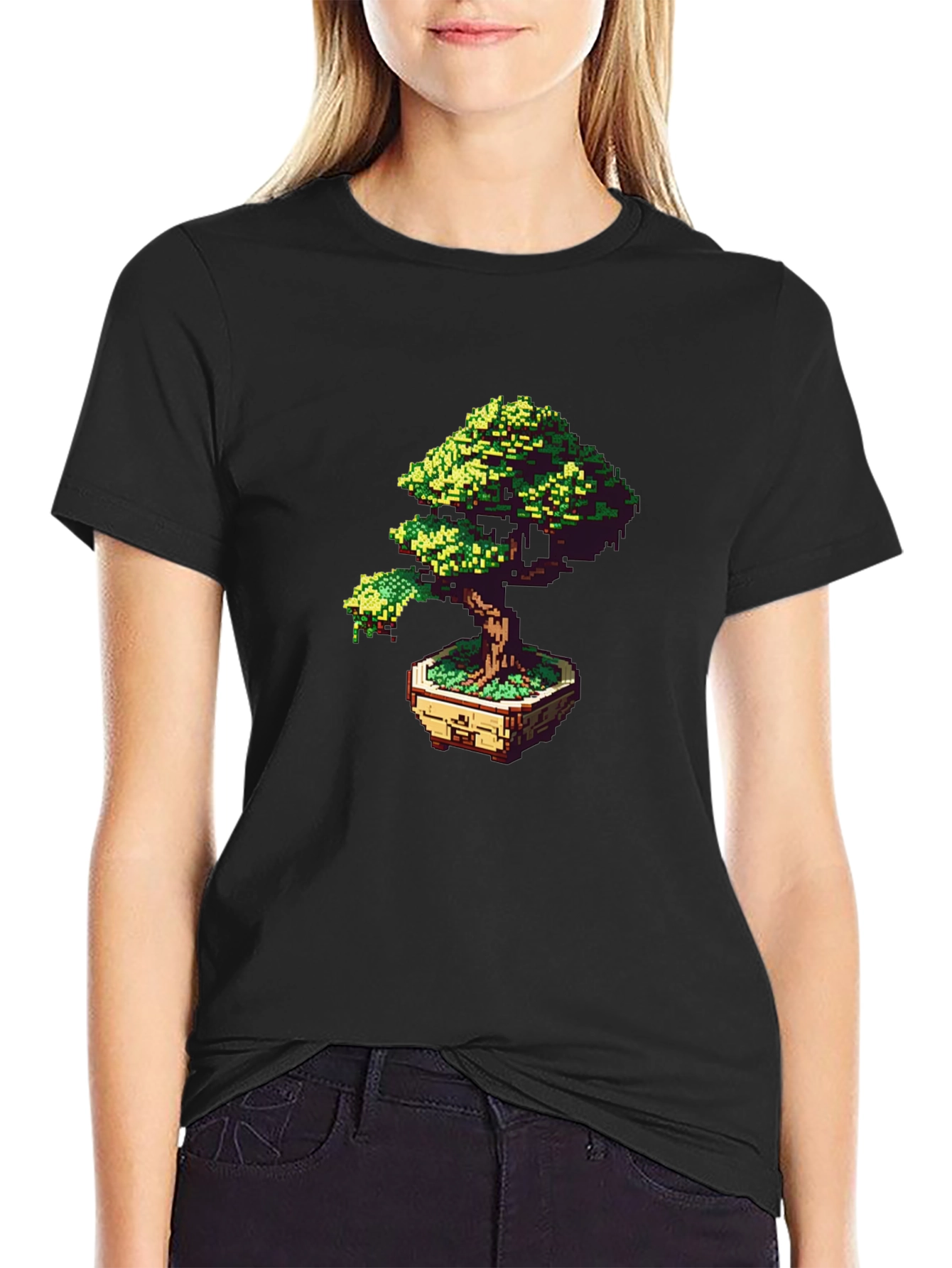 Pixel Art Bonsai Tree Graphic Tee