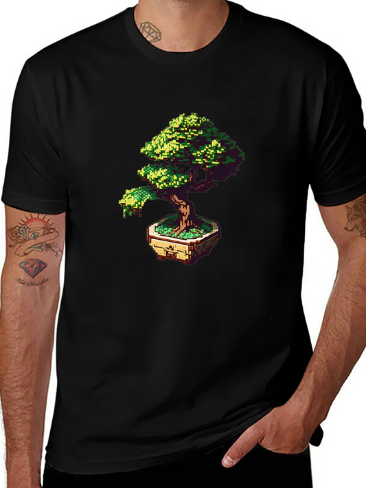 Pixel Art Bonsai Tree Graphic Tee