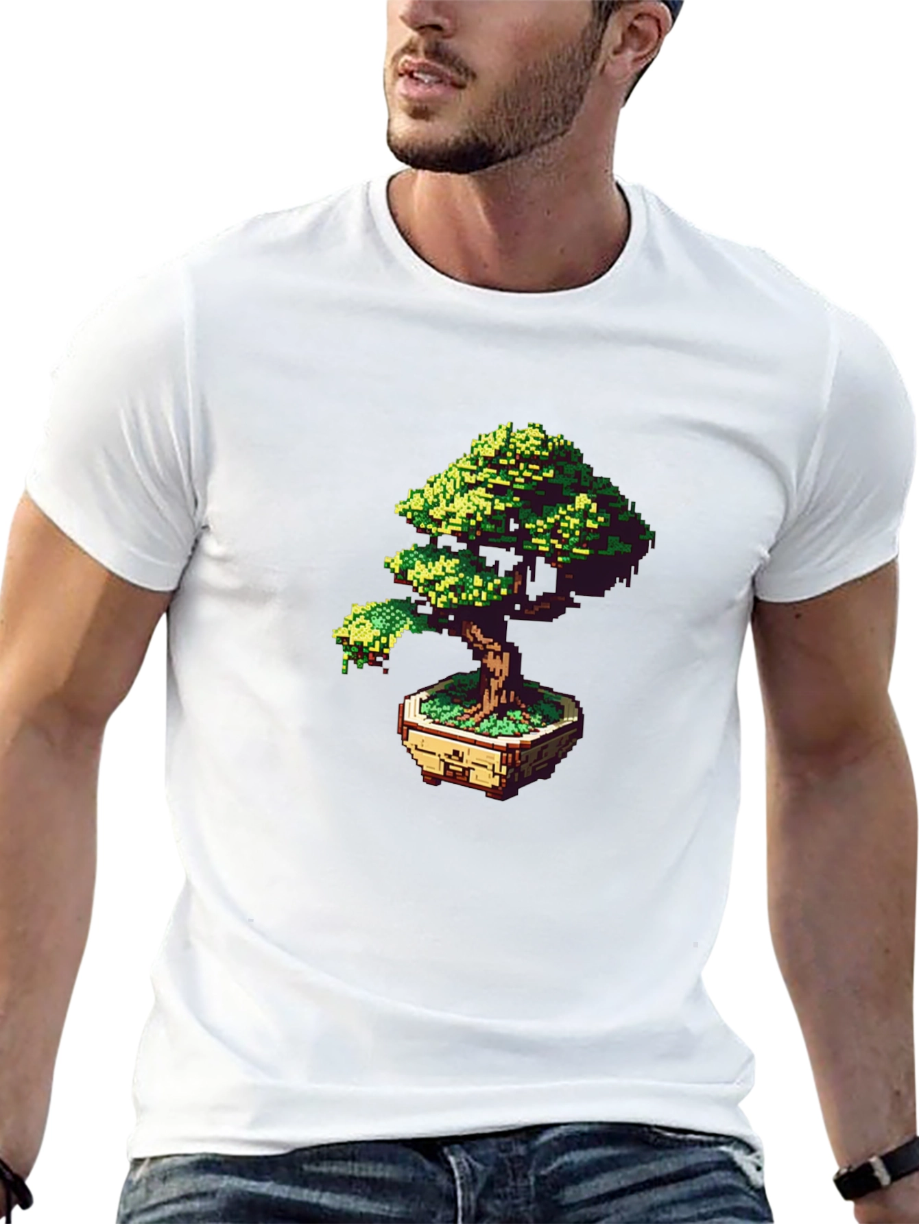 Pixel Art Bonsai Tree Graphic Tee