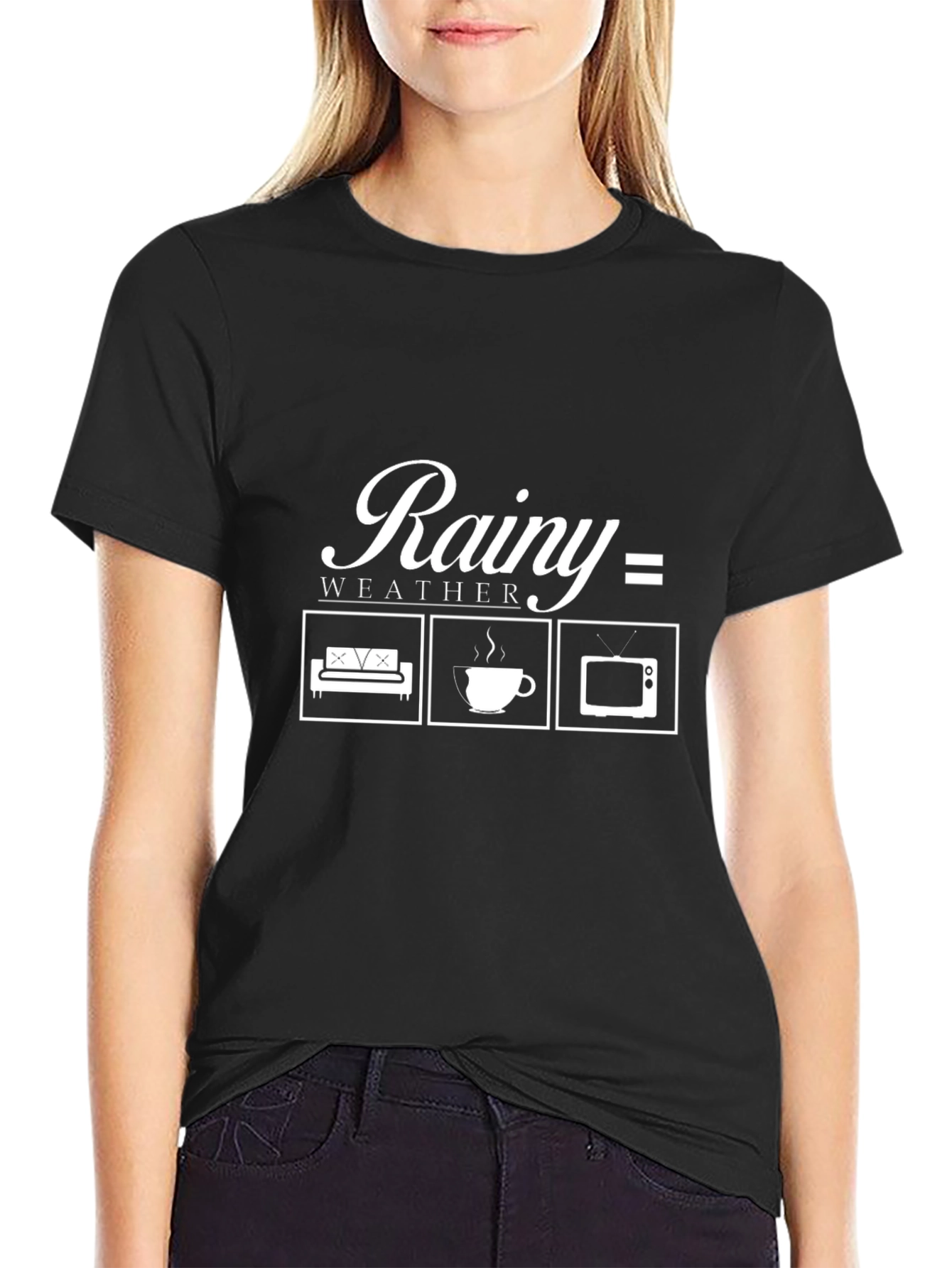 Rainy Weather T-Shirt - Couch Coffee TV Graphic