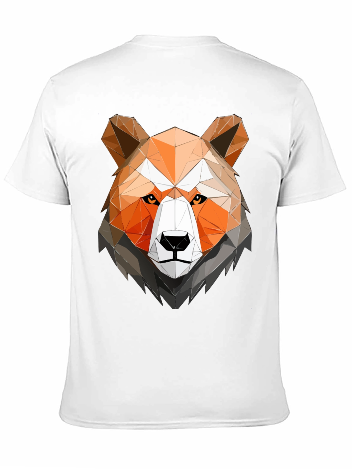 Geometric Bear Head Graphic Tee - Black Cotton Shirt