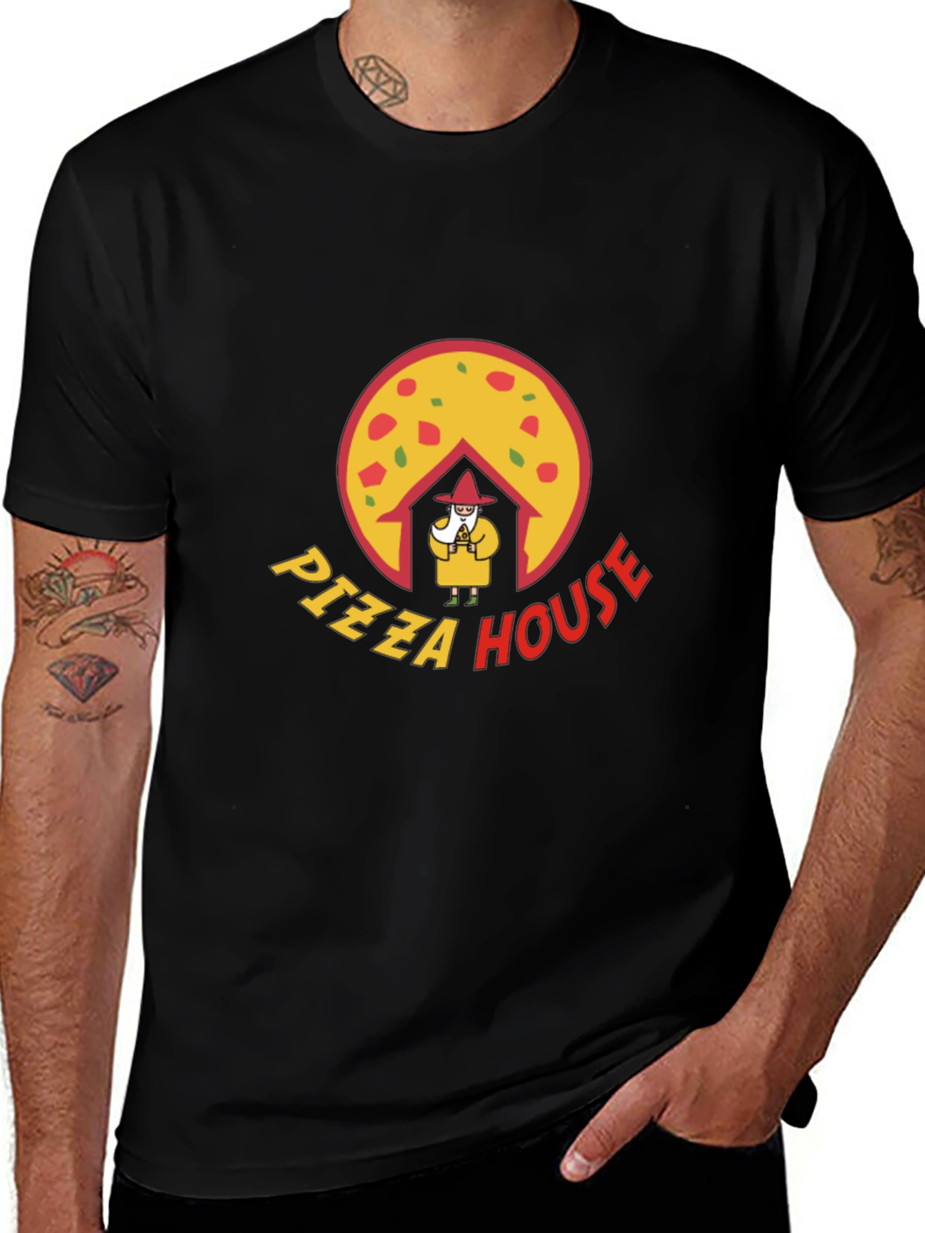 Pizza House Graphic Black T-Shirt