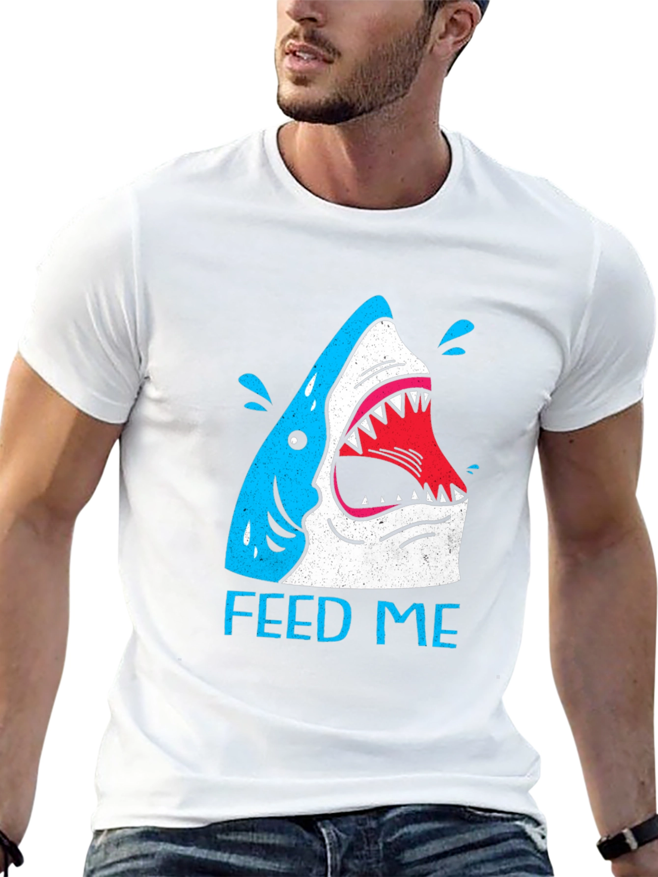 Feed Me Shark Graphic T-Shirt - Black