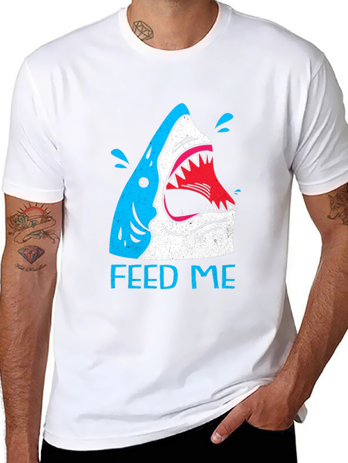 Feed Me Shark Graphic T-Shirt - Black